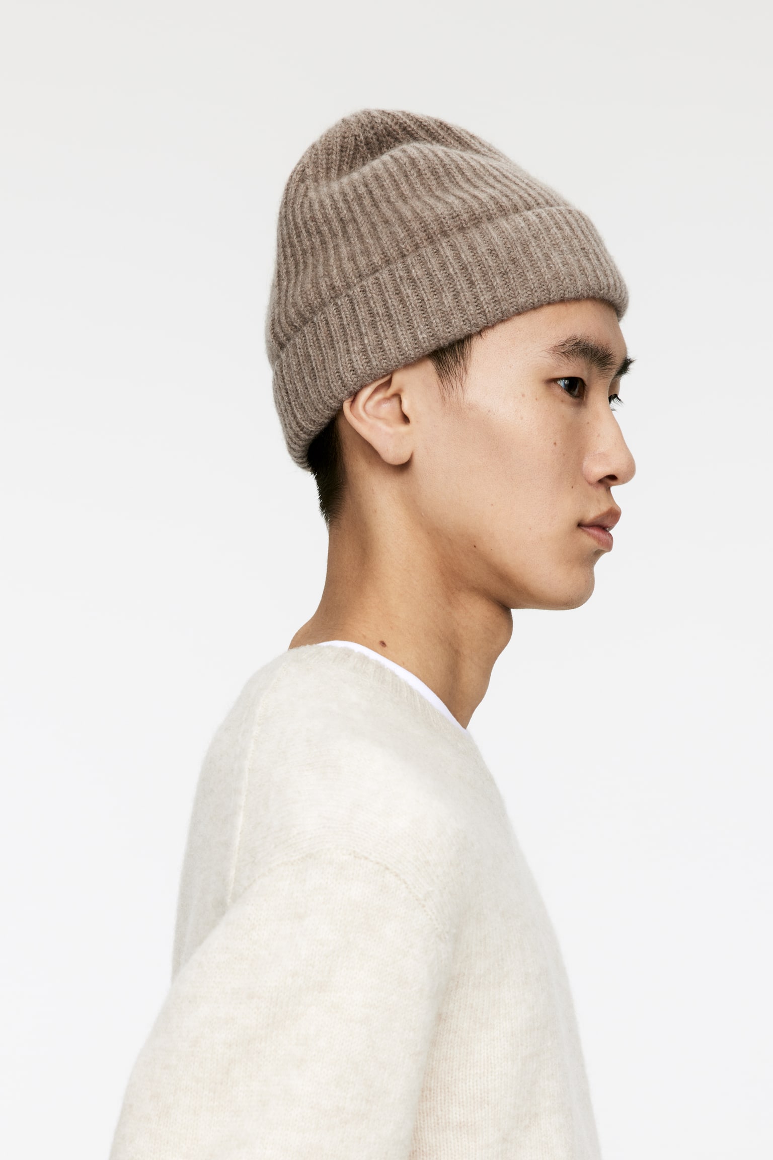 Cashmere-Wool Beanie - Mole/Dark Green/Dark Brown - 3