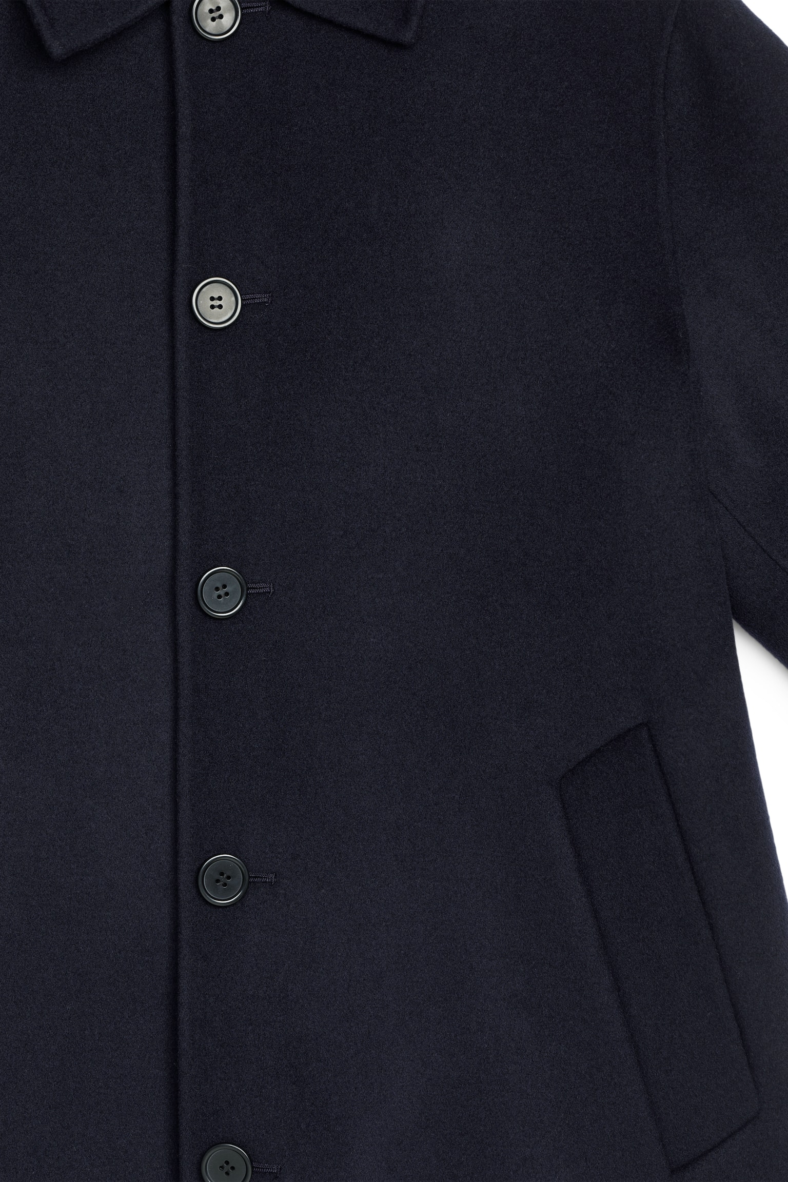 Double-Face Wool Blend Coat - Dark Blue/Dark Green - 3