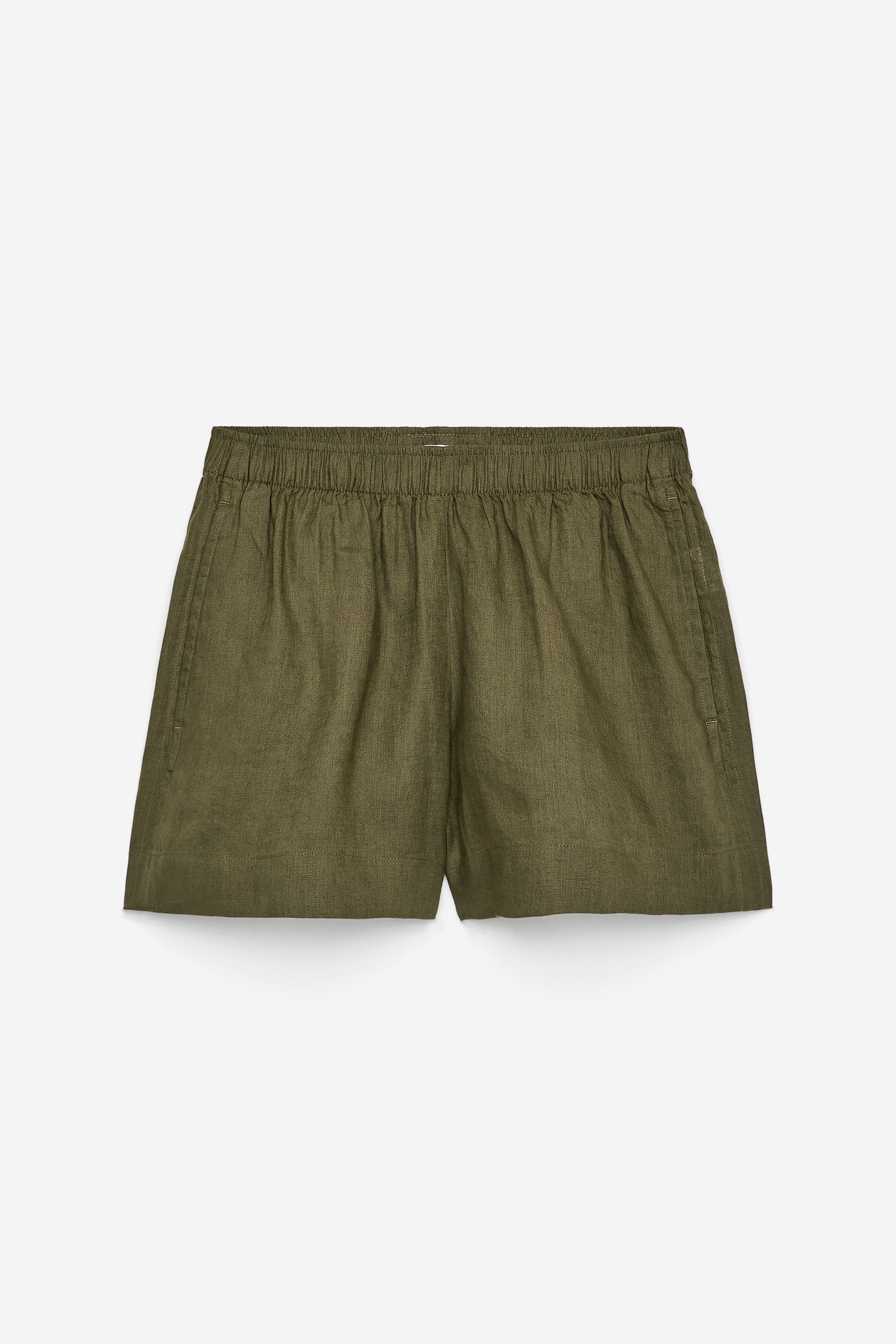 Shorts in lino - Verde kaki