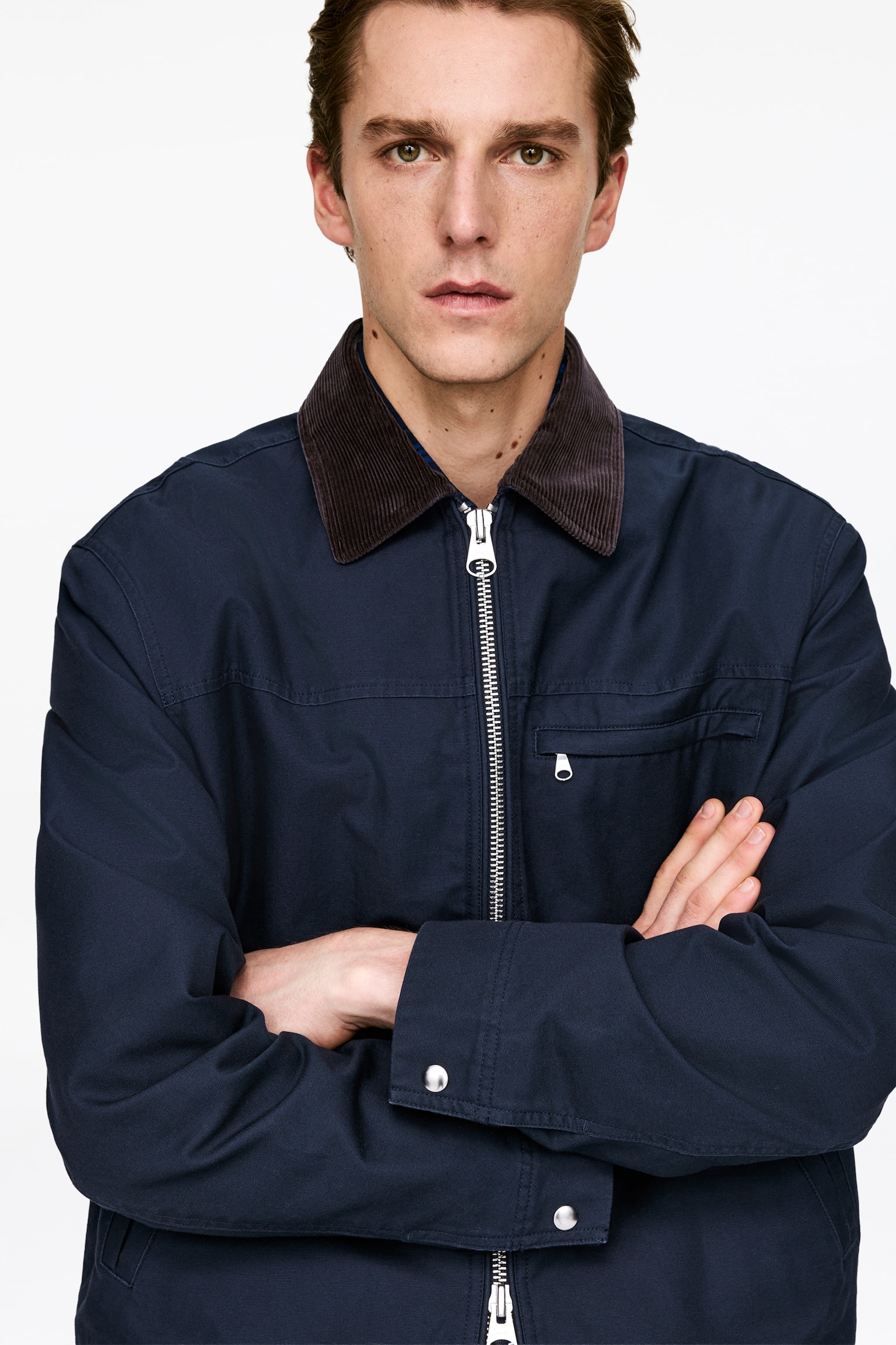 Jachetă din pânză de bumbac - Albastru închis/Negru - 4