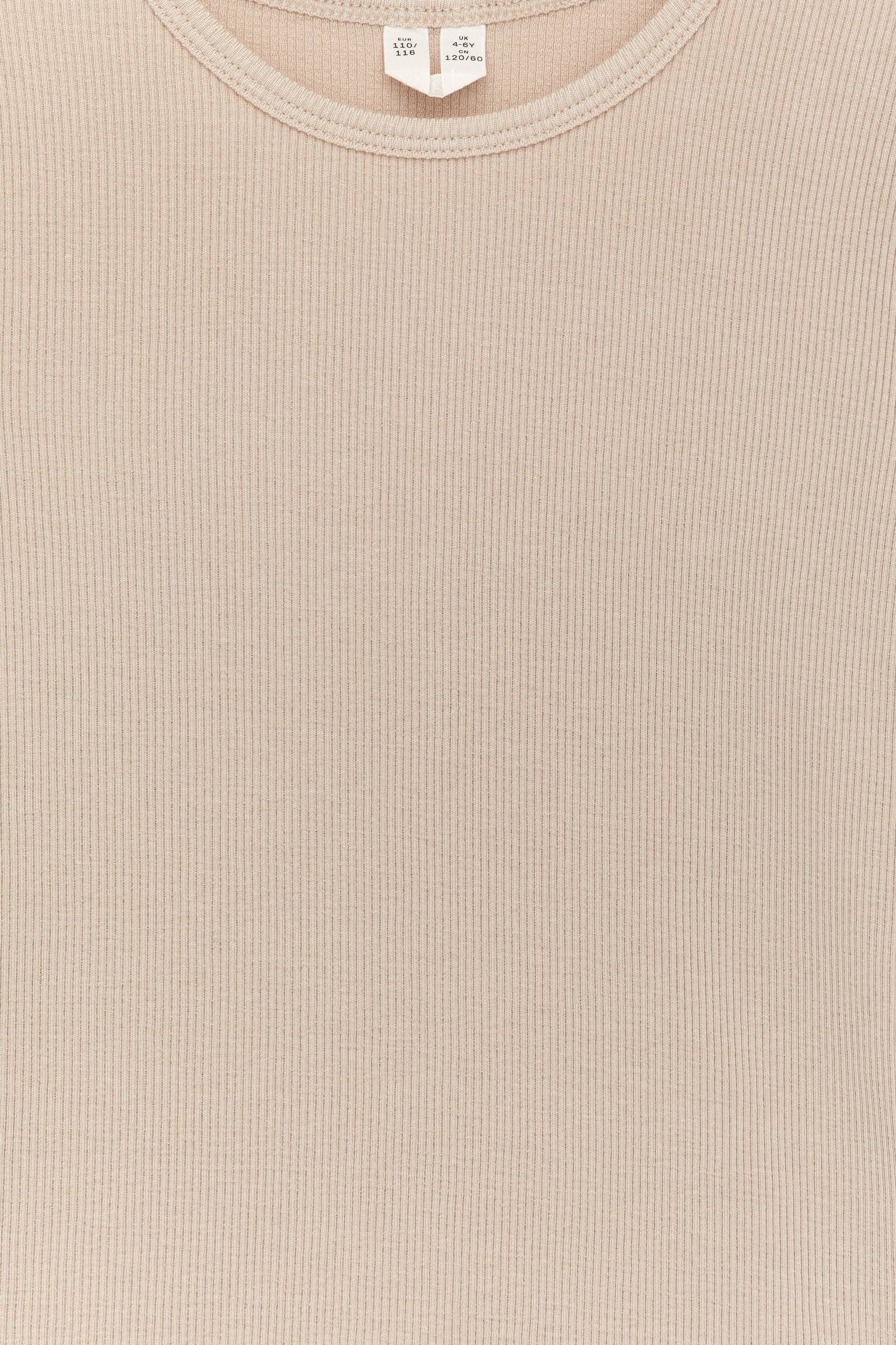Ribbad topp - Beige - 3
