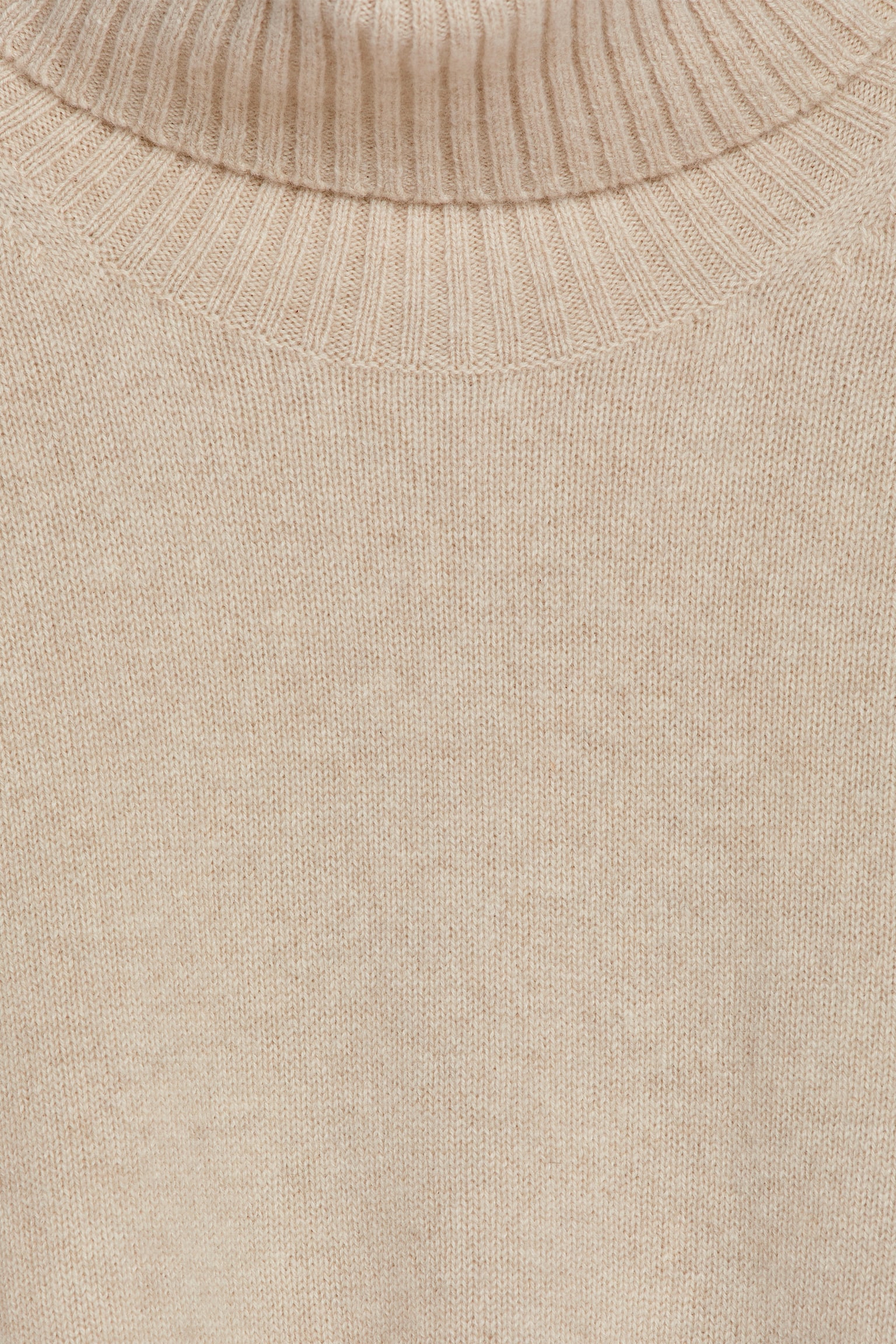 Roll-Neck Cashmere-Wool Jumper - Light Beige/Black - 7