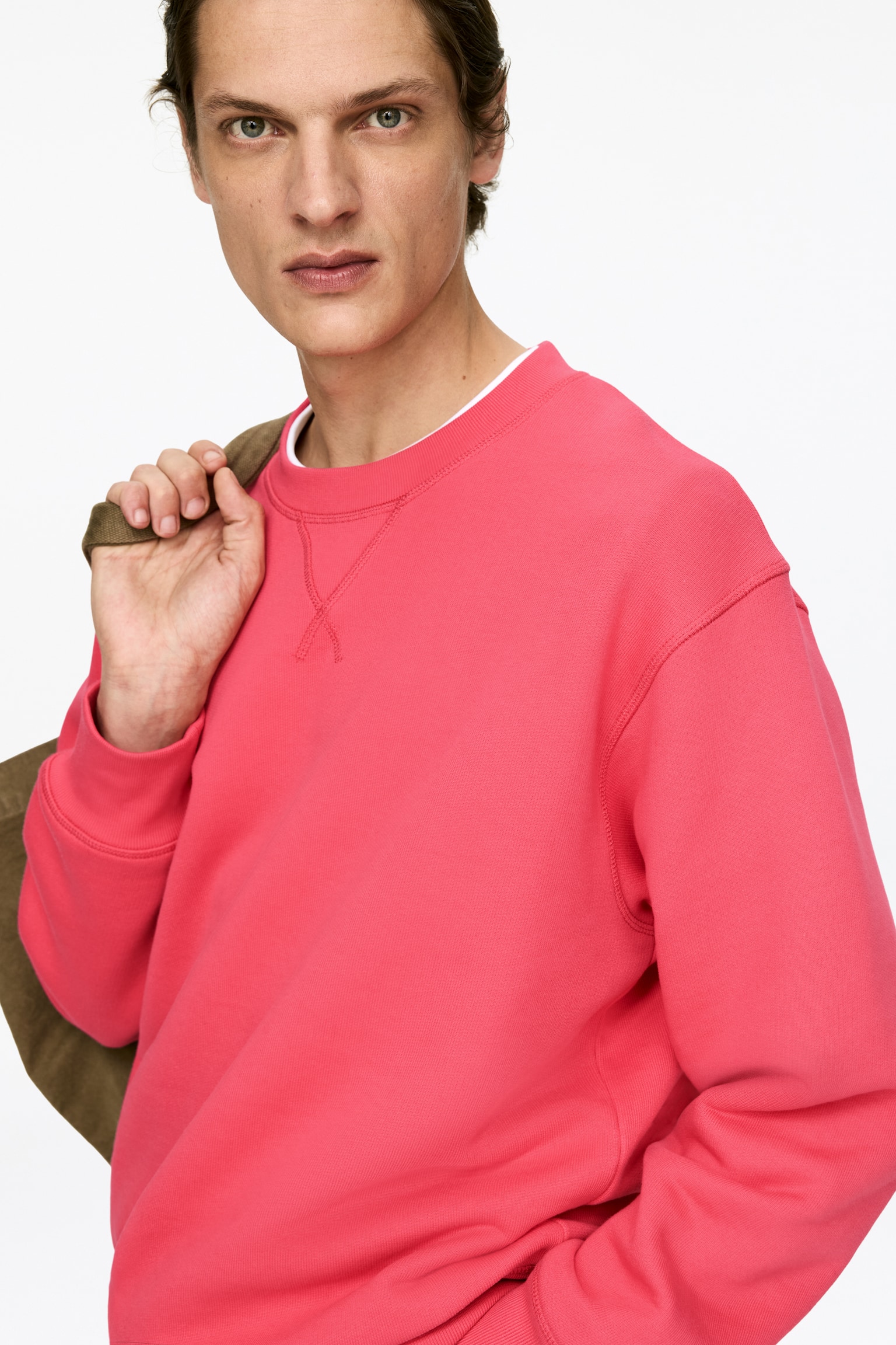 Lockeres Sweatshirt - Gedecktes Rosa/Graumeliert/Grün - 3