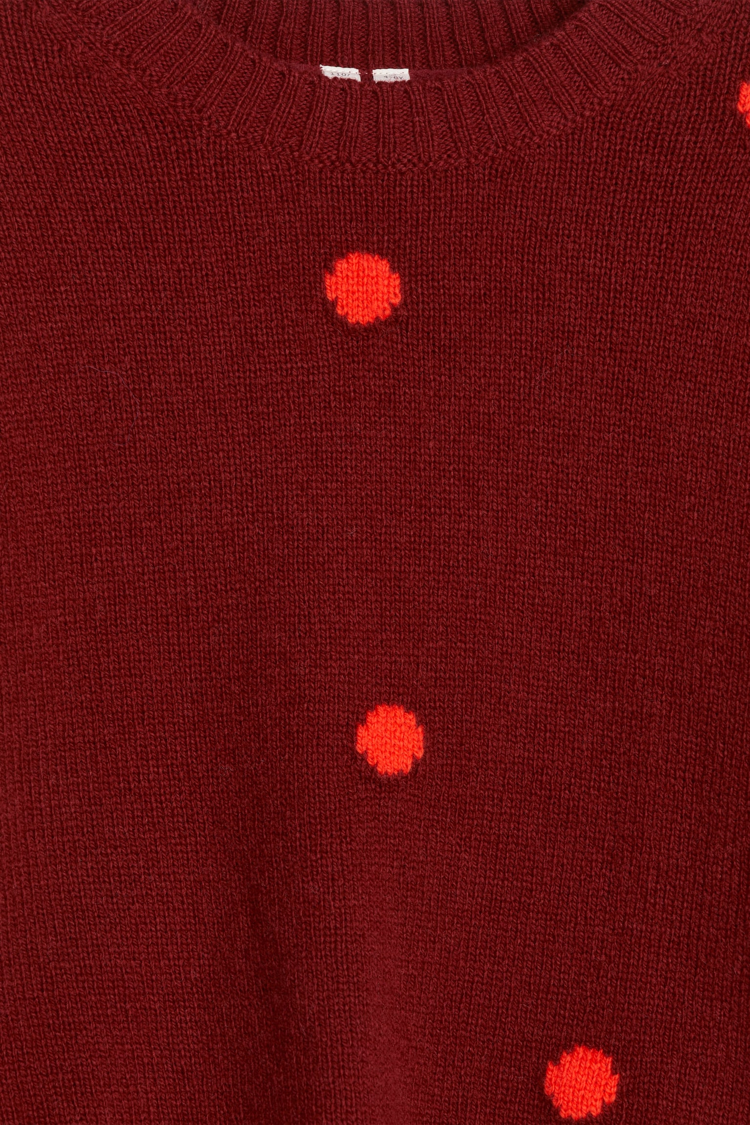 Wool Jumper - Burgundy/Red Dots/Beige/Pink Dots - 5