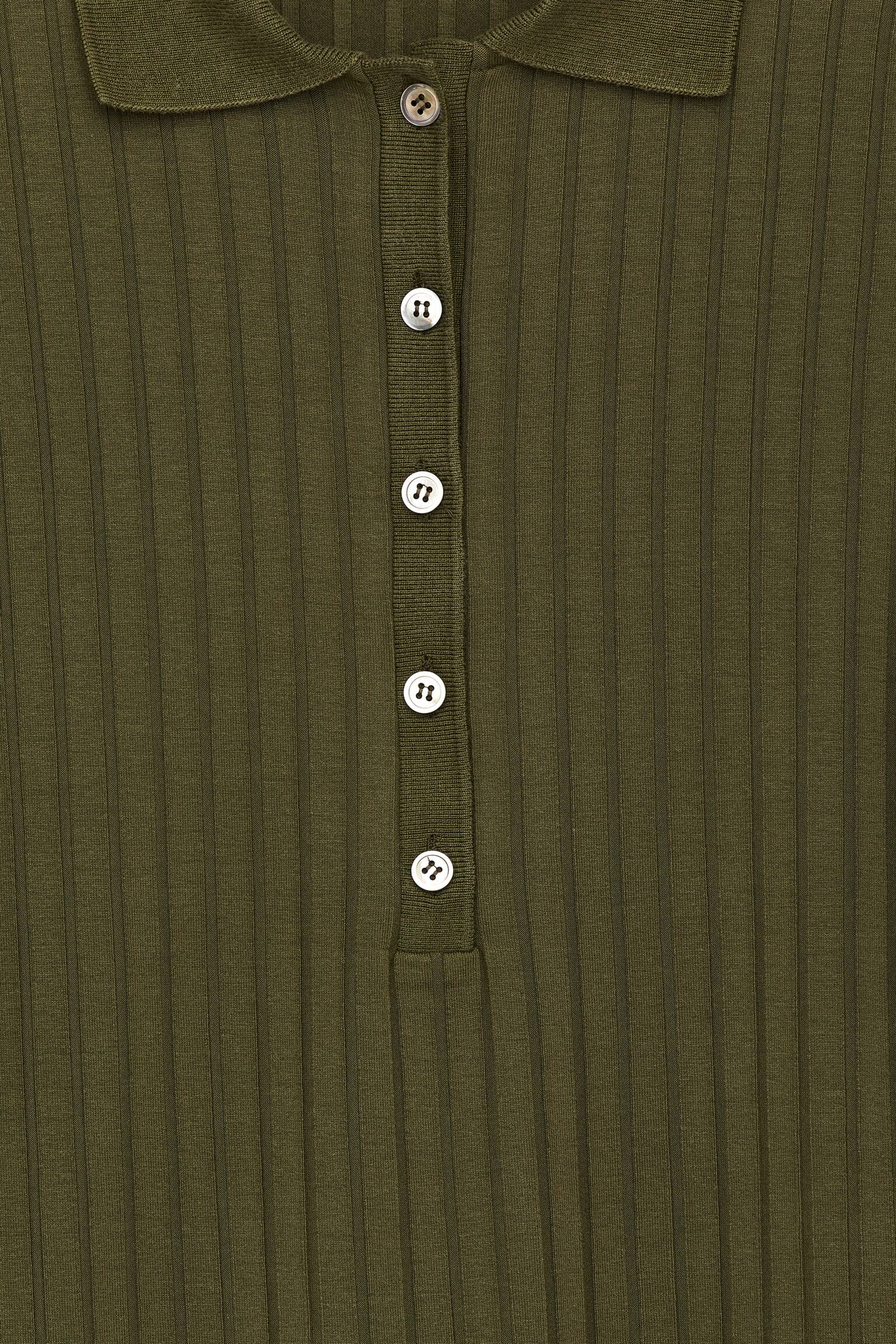 Breit geripptes Poloshirt - Khaki/Weiß - 6