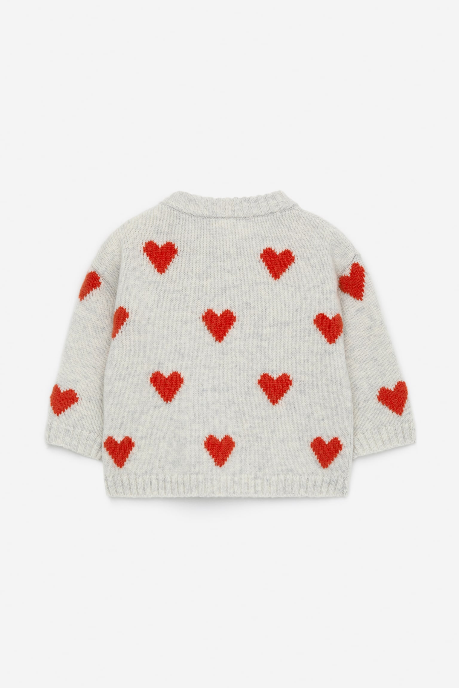 Intarsia Knitted Jumper - Grey/Hearts/Black/Beige - 3