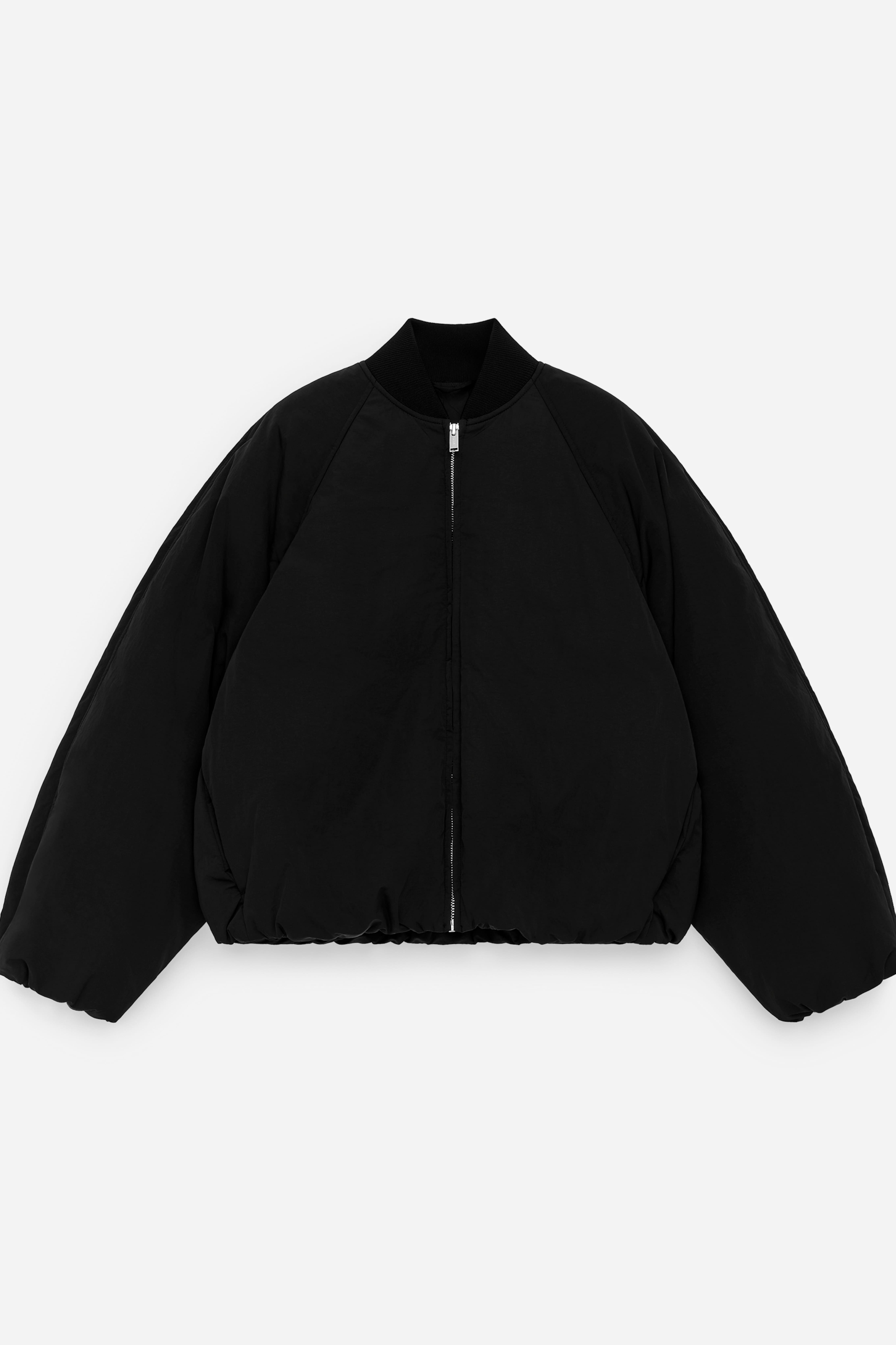 Upcycled Down Cropped-Jacke - Schwarz/Dunkelrot