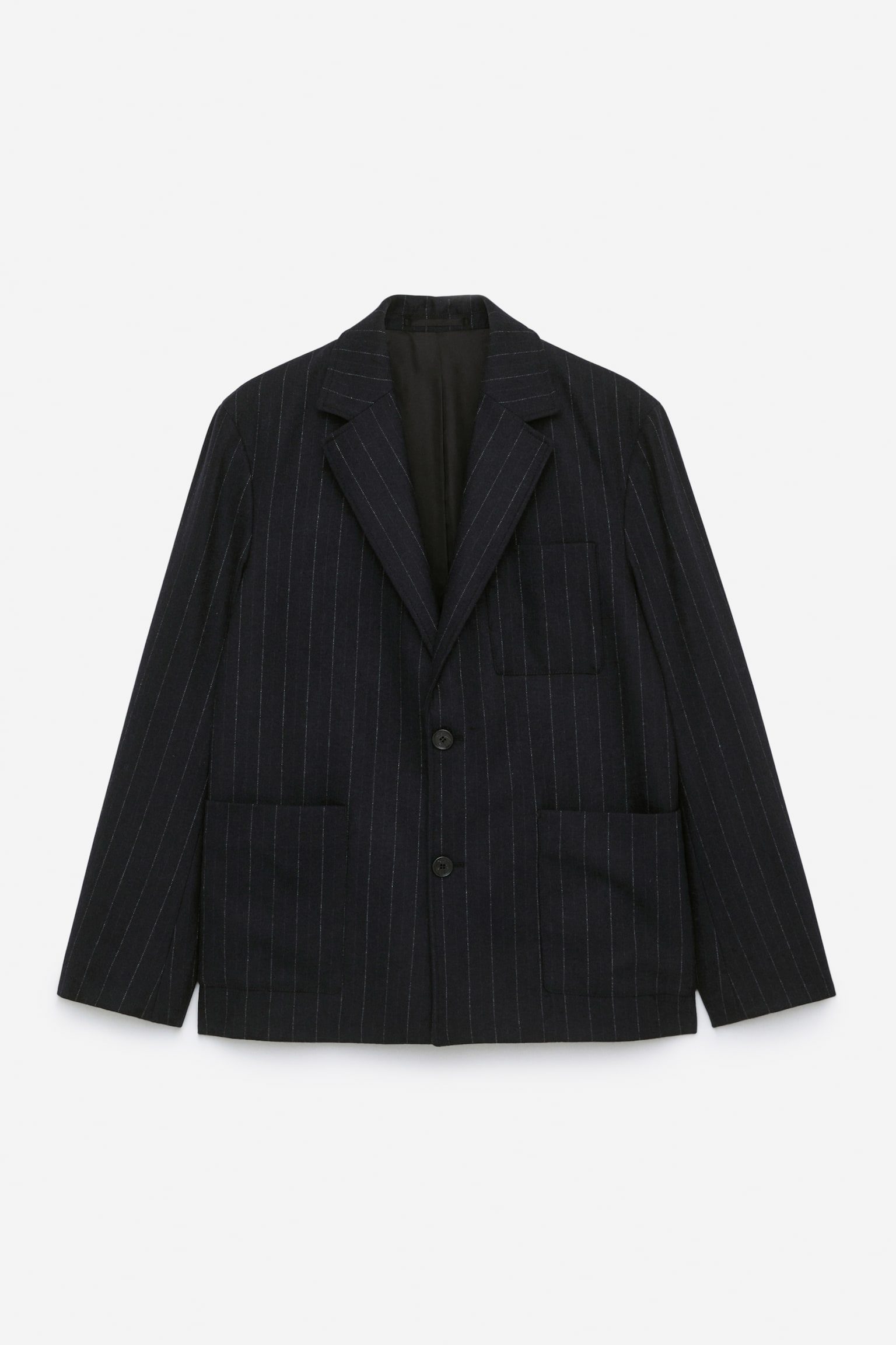 Pinstripe Blazer - Dark Blue - 1