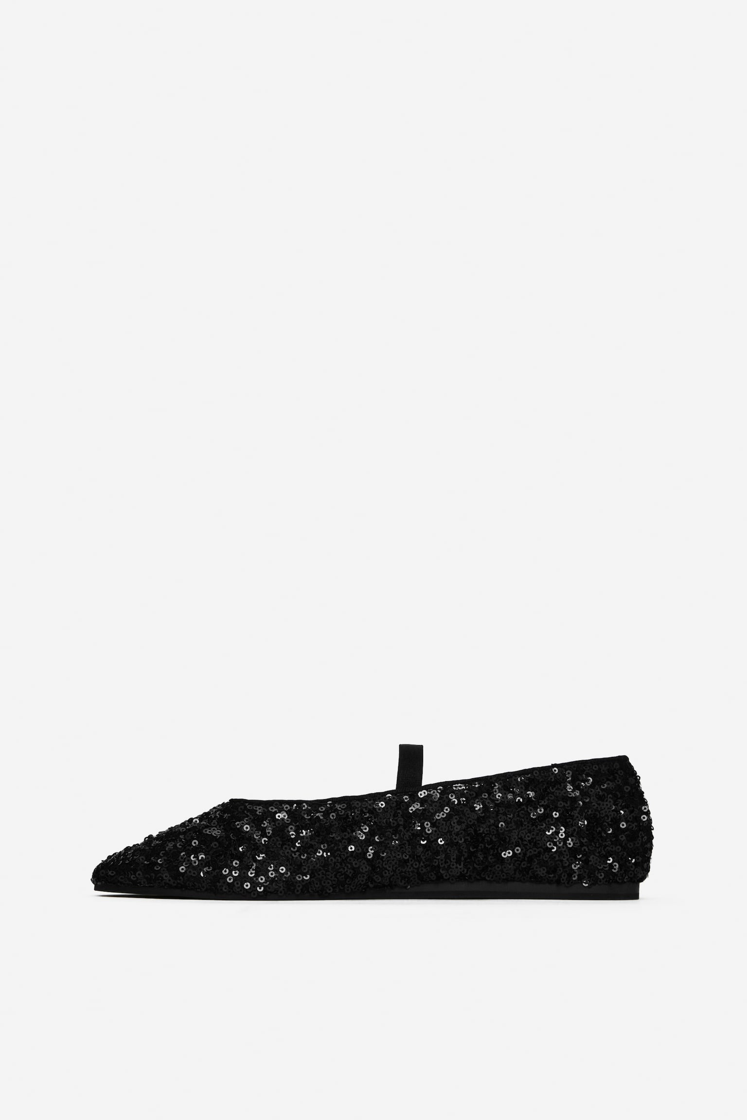 Sequin Mary Jane Flats - Black - 5