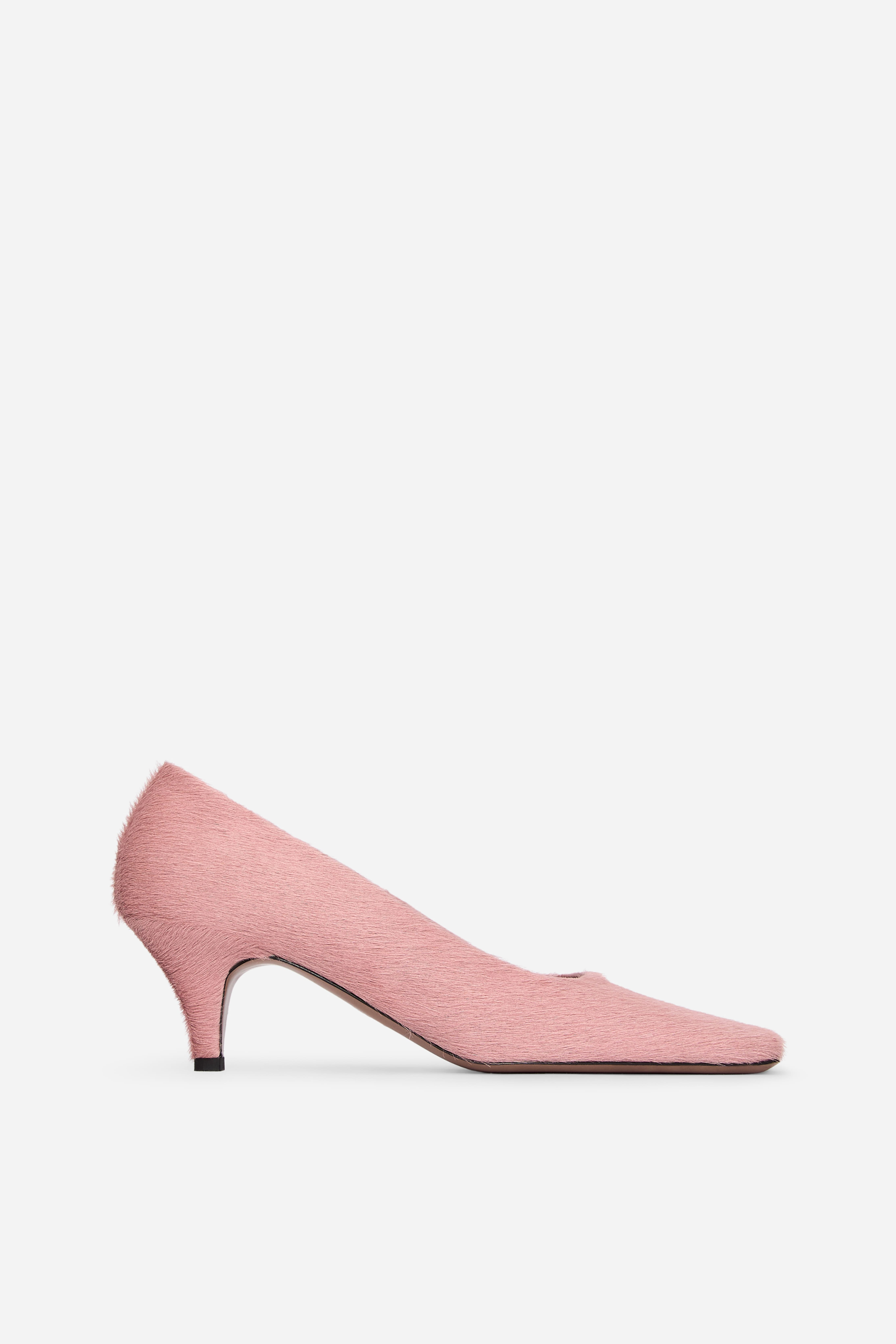 Leren pumps met ponyhaar-effect - Roze