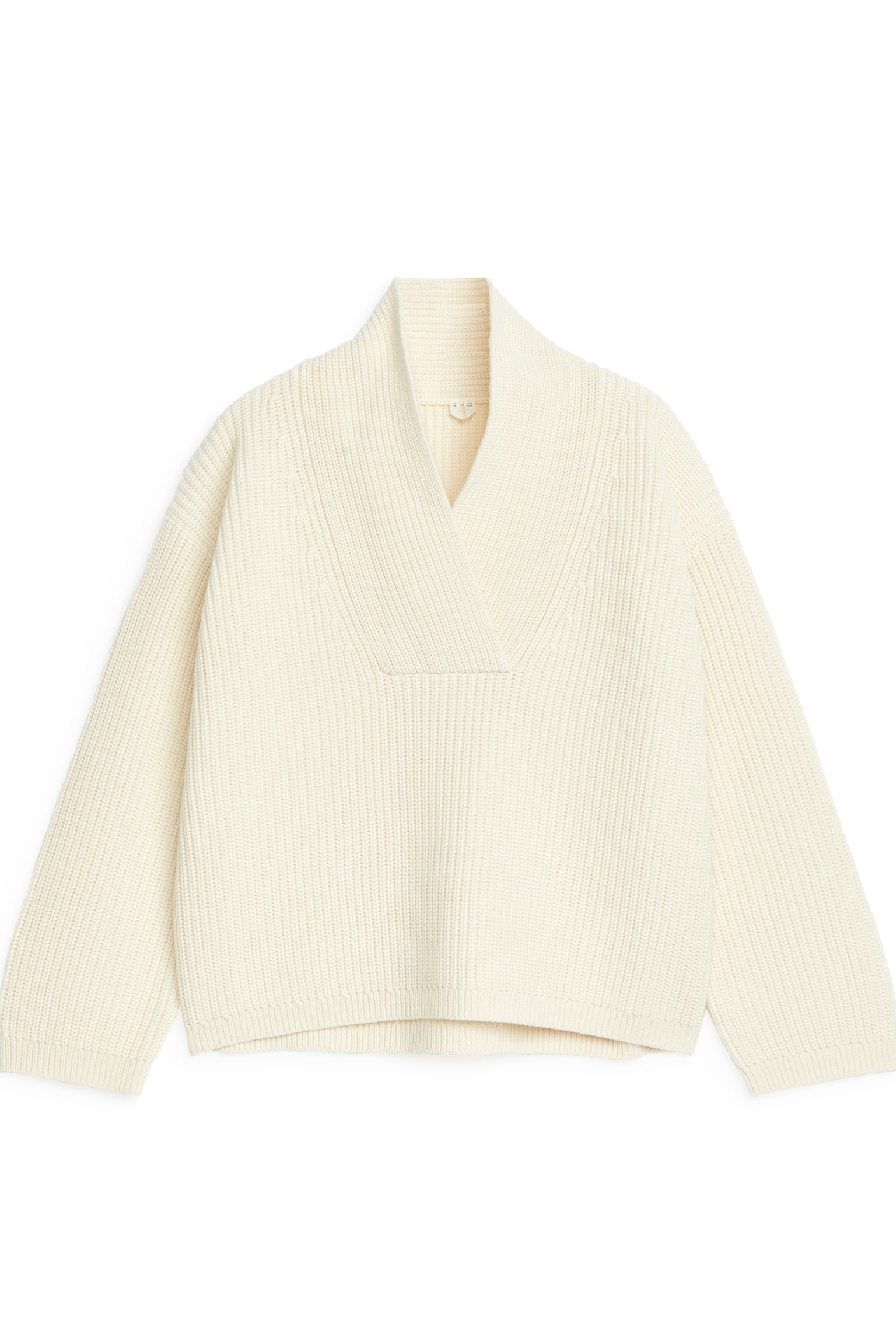 Shawl Collar Jumper - Off White/Khaki Green - 2