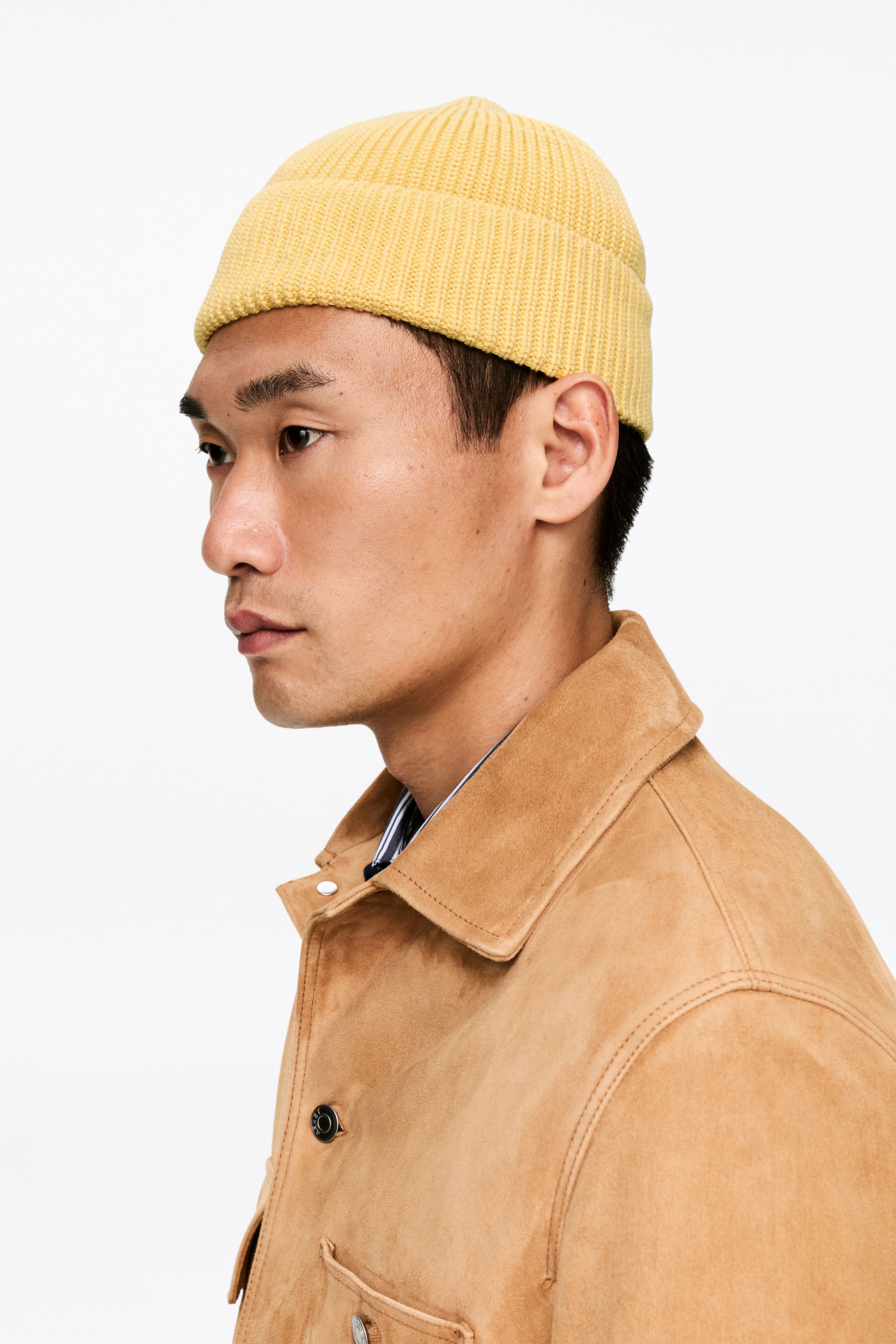 Fisherman-Beanie - Gelb/Cremeweiß