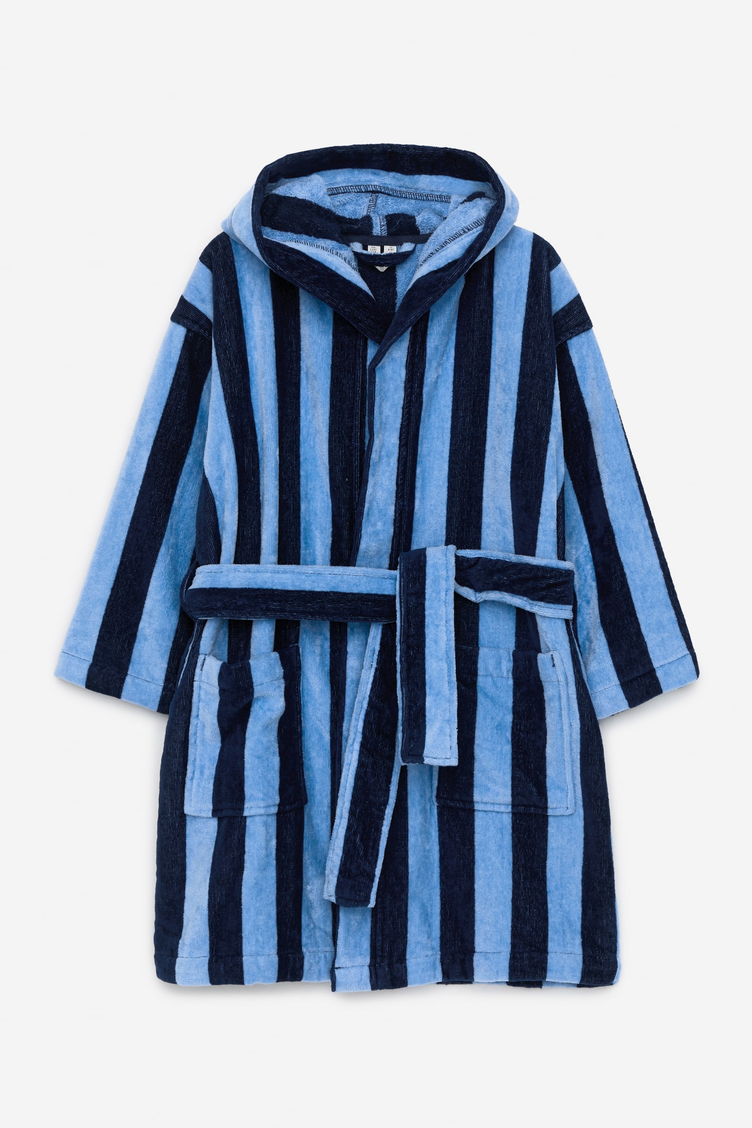 Cotton Terry Bathrobe - Blue/Lilac - 1