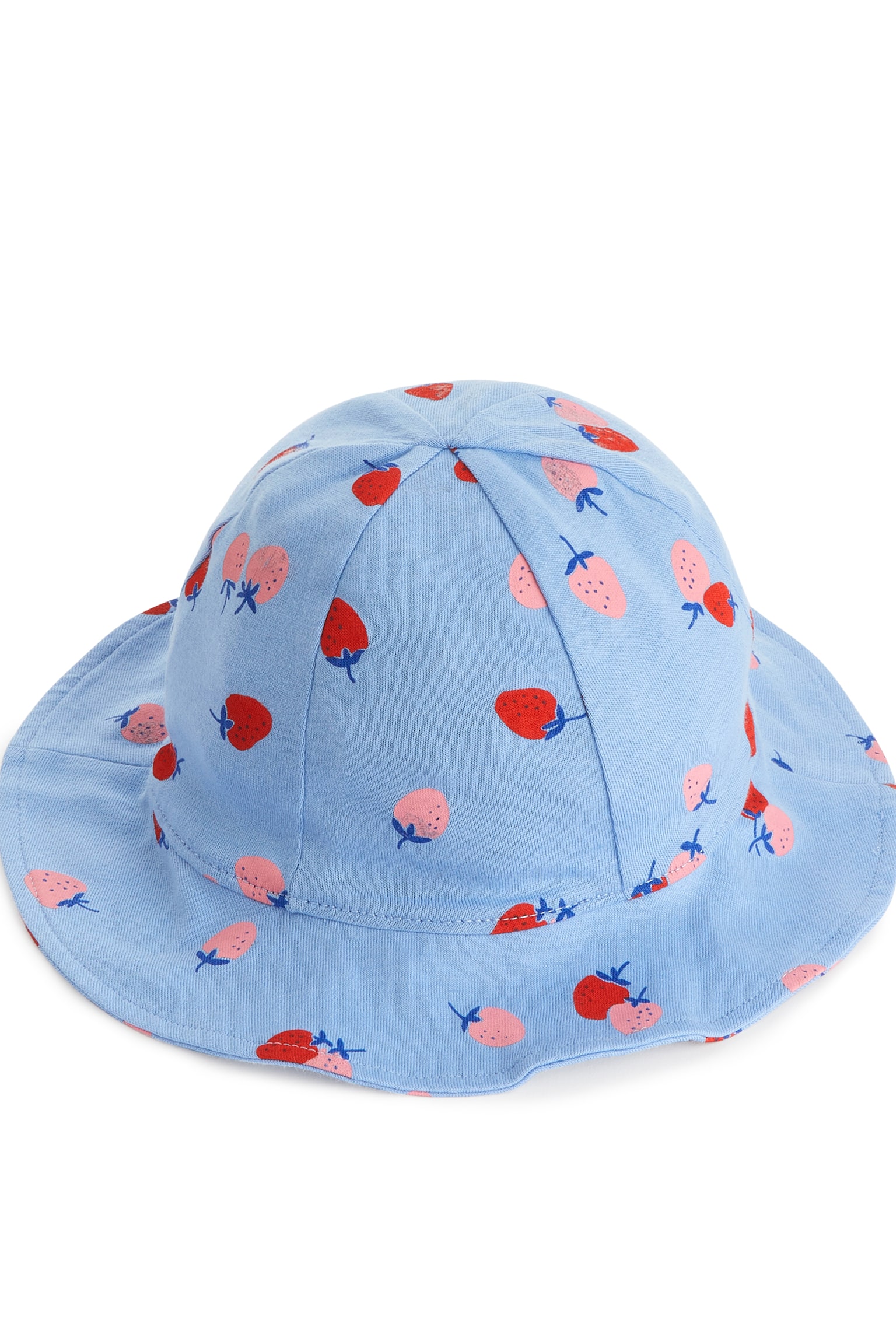 Cotton Sun Hat - Light Blue/Strawberries - 3