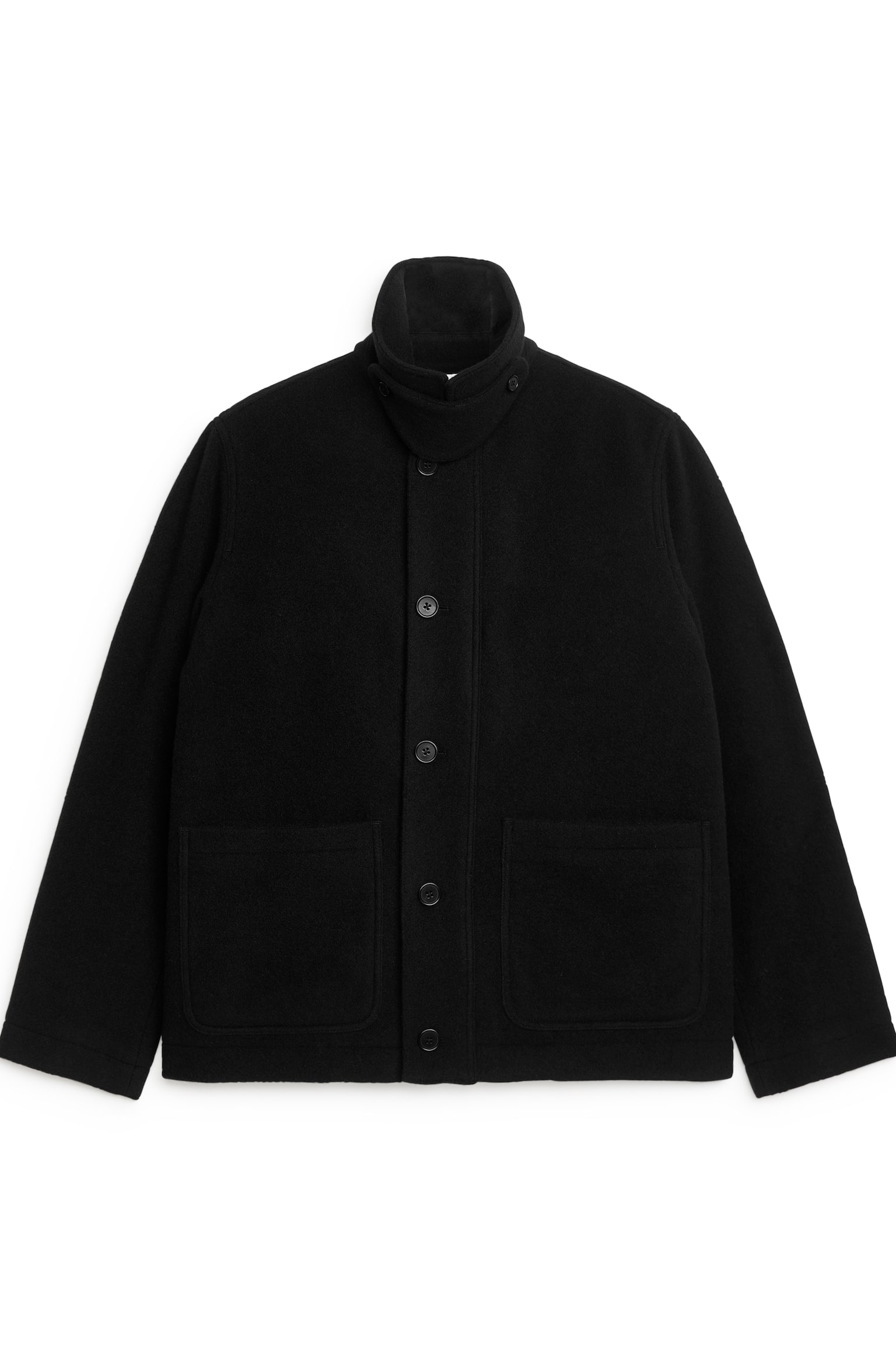 Boxy Wool-Blend Jacket - Black - 4