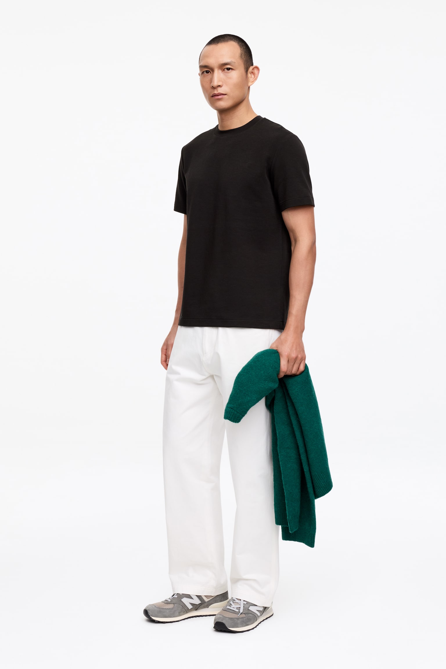 Regular interlock T-shirt - Svart/Vit - 5