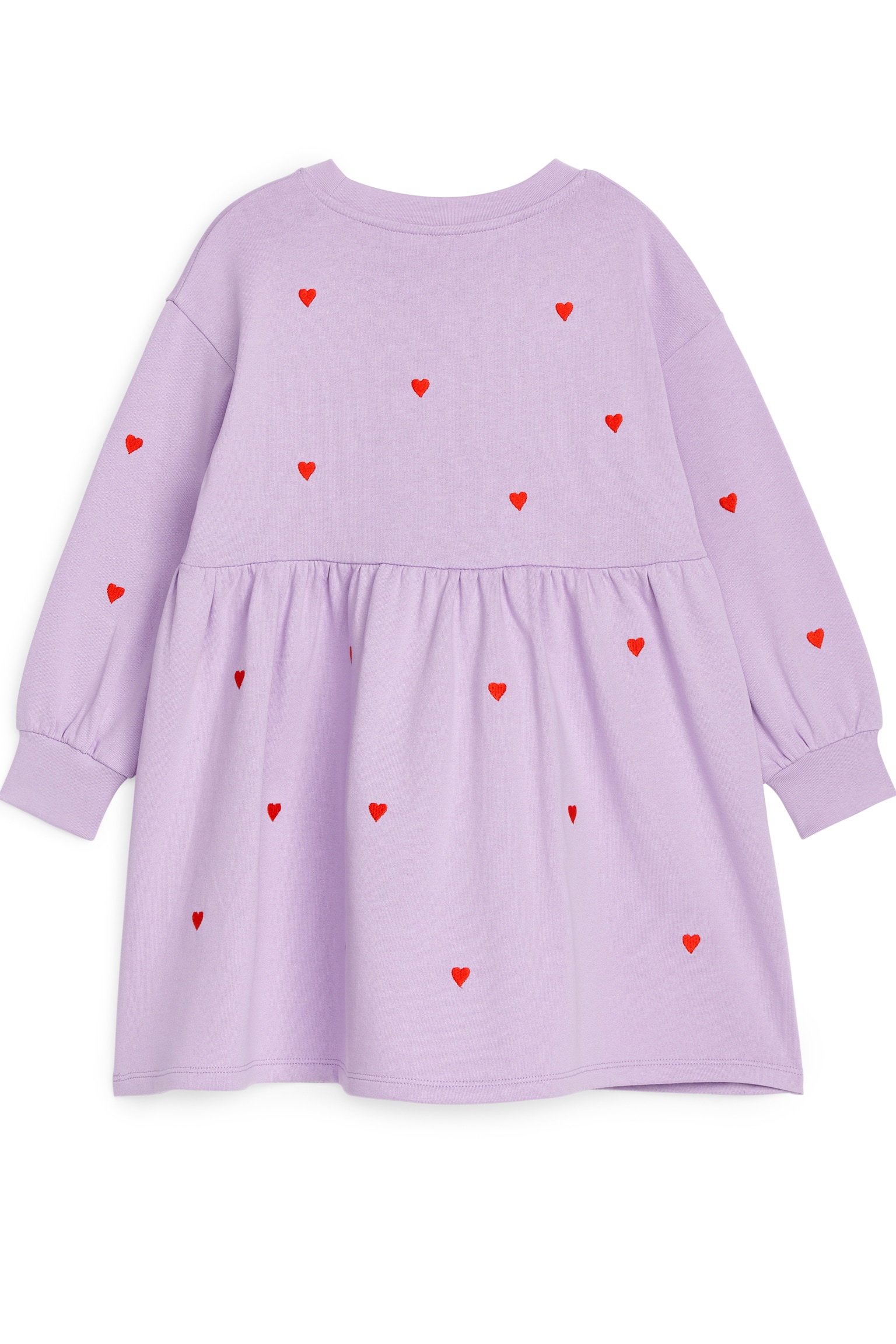 Embroidered Sweatshirt Dress - Lilac/Red Hearts/Pink/Mushrooms/Lilac - 3