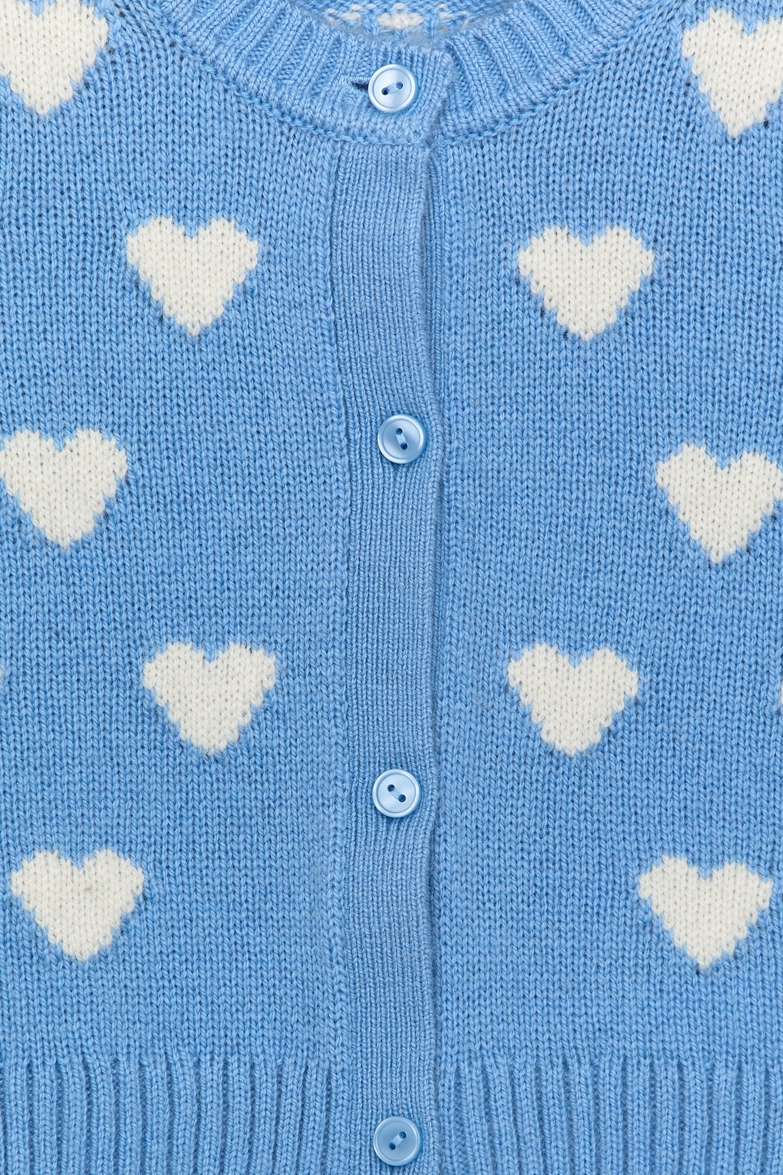 Cardigan din bumbac - Albastru/Inimi - 2