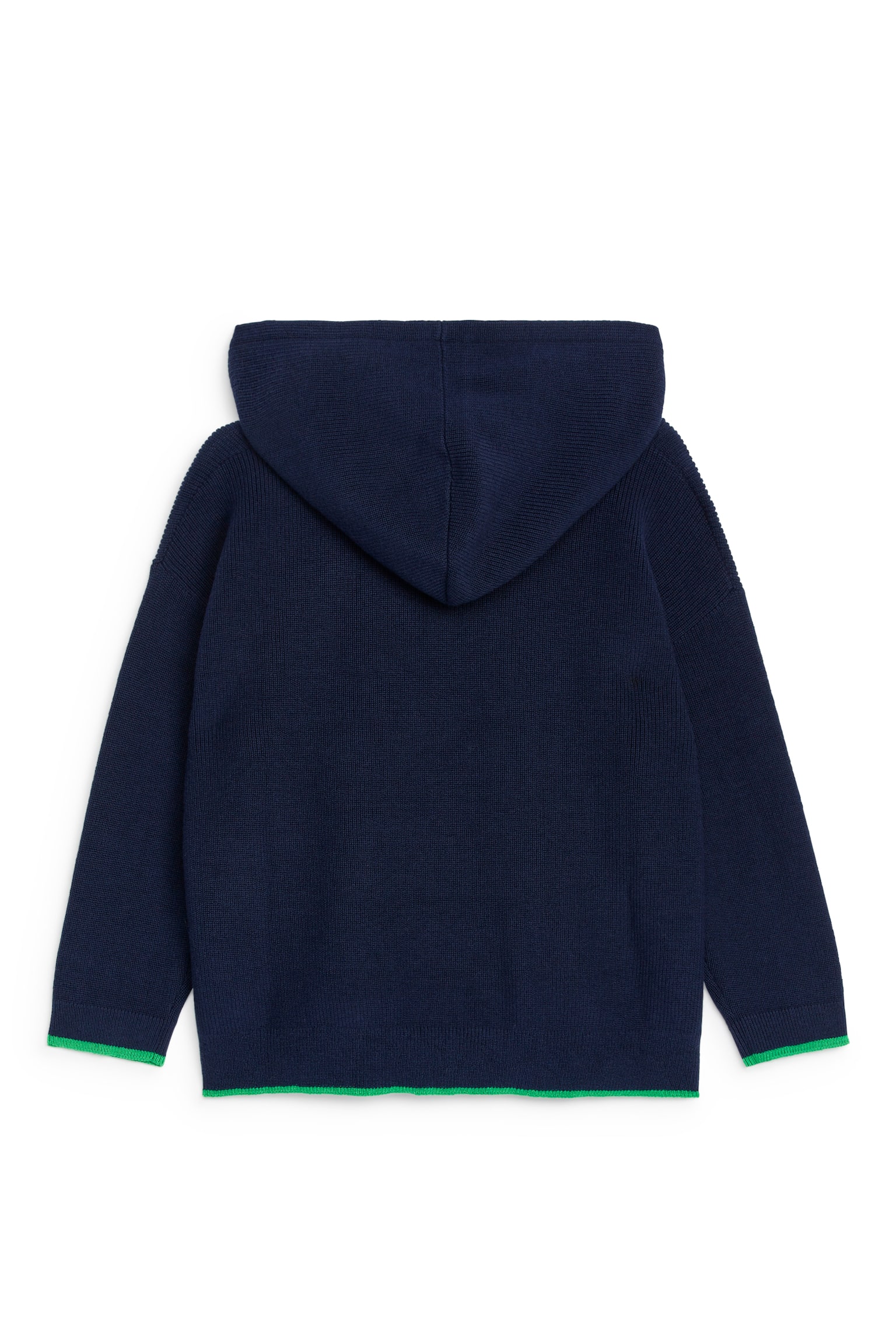 Contrast-Colour Knit Hoodie - Dark Blue - 2