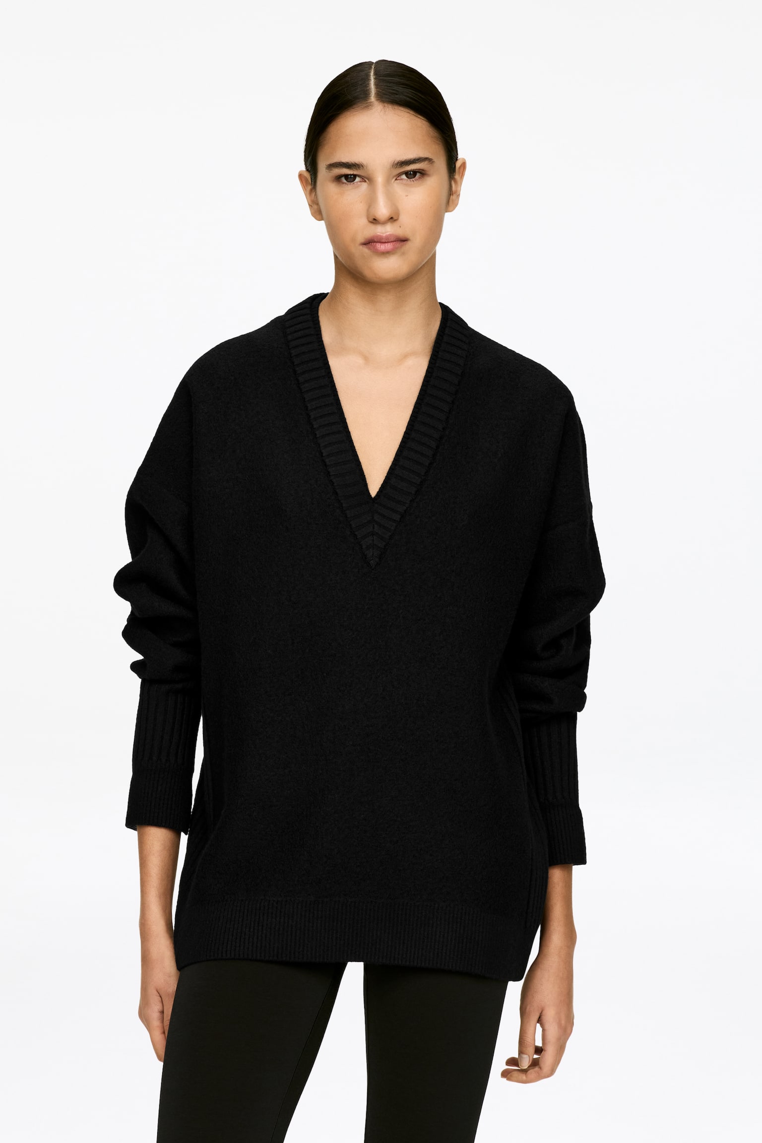 Pullover aus Wollwalk - Schwarz - 1