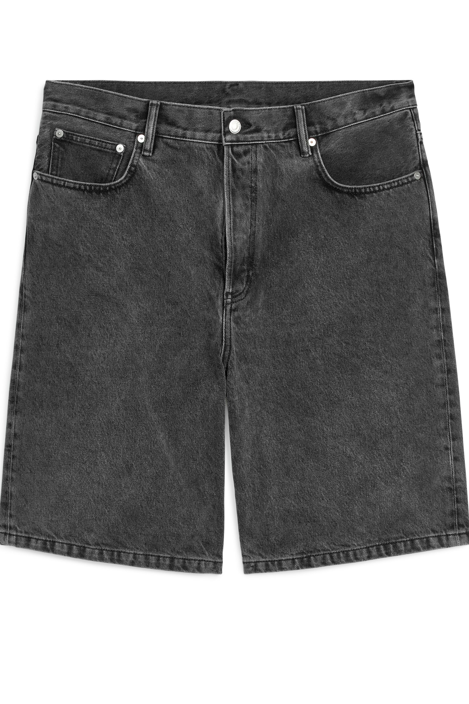 Relaxed Denim Shorts - Dark Grey - 1