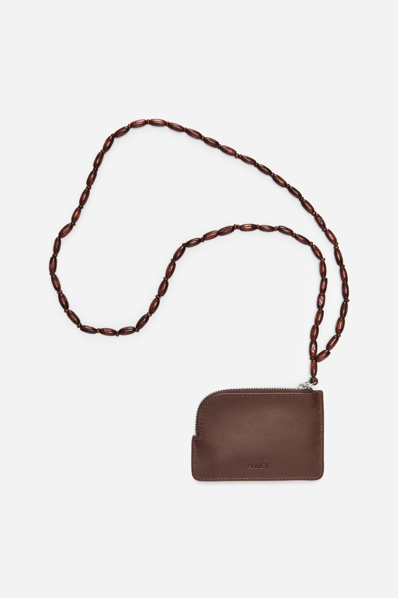 Kartenetui mit Perlenkette - Braun