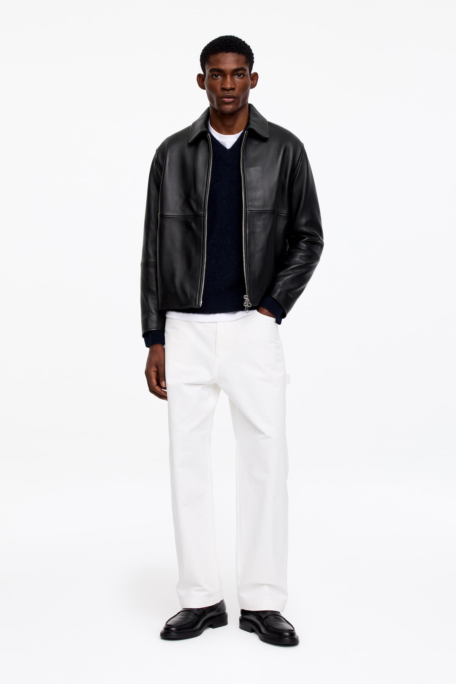 Giacca in pelle - Nero - 1