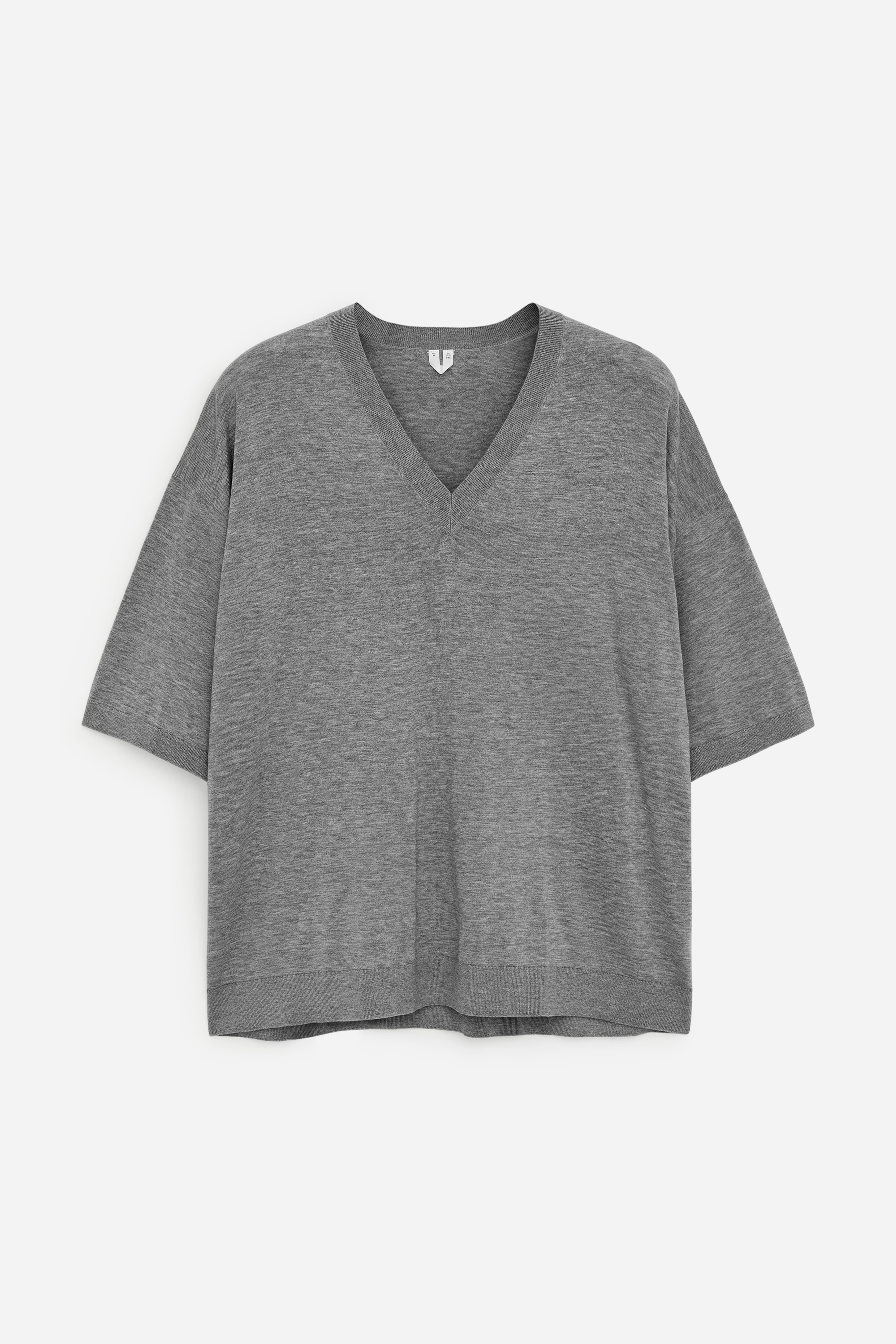Oberteil aus Baumwolle und Seide mit V-Ausschnitt - Grau