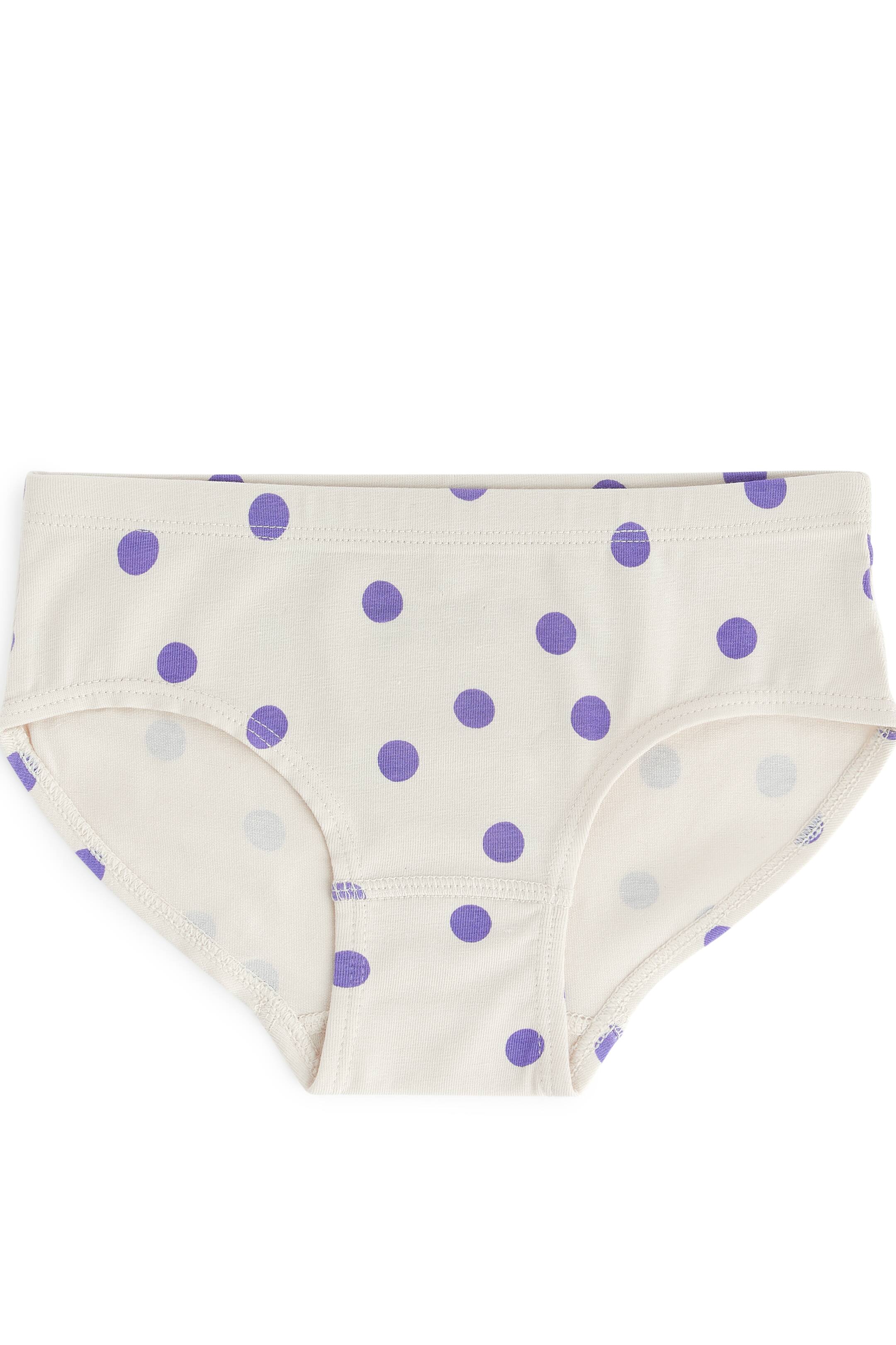 Slips aus Baumwoll-Jersey - Normale Bundhöhe - lila/gepunktet/gestreift