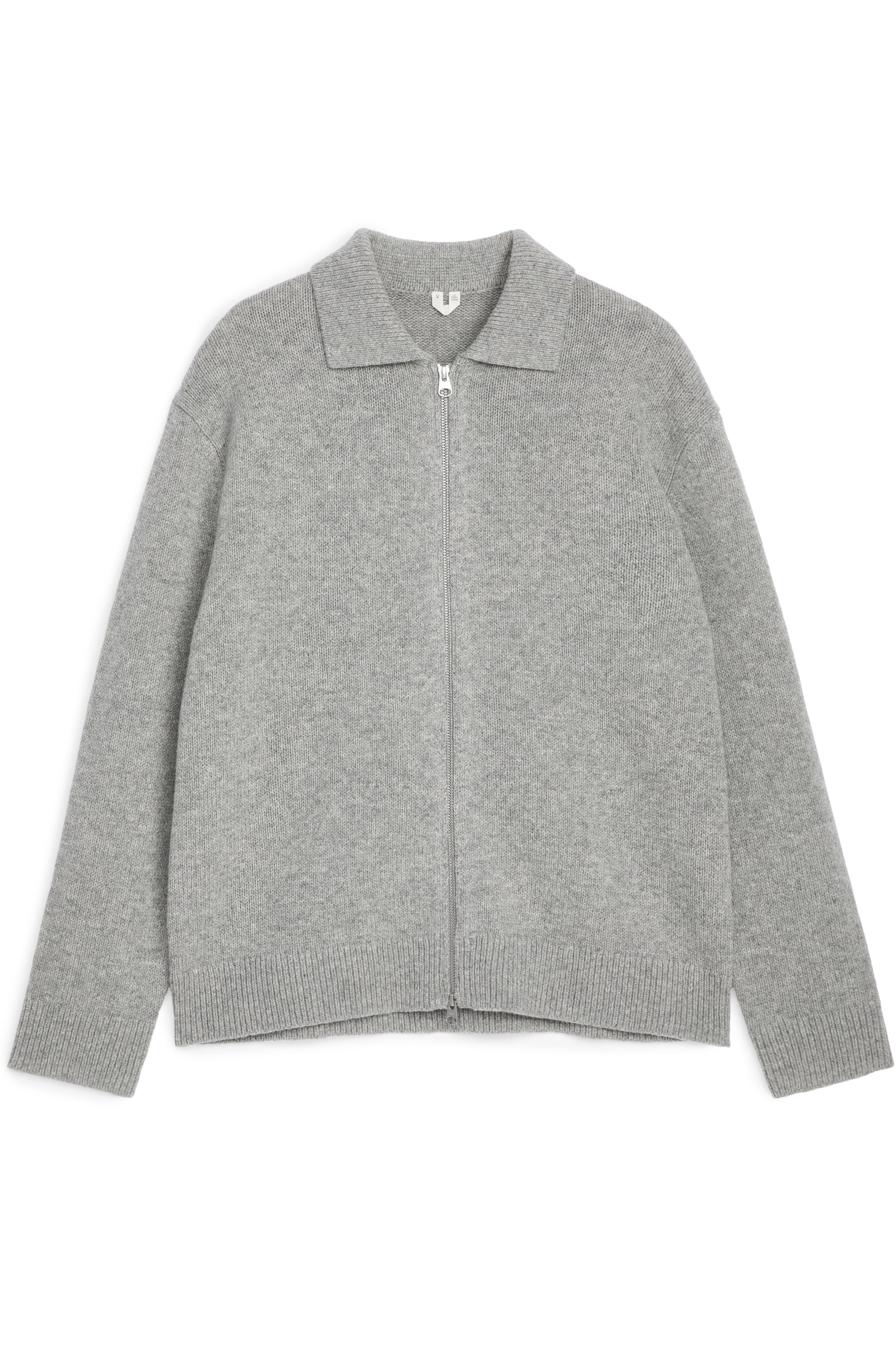 Wool Zip Cardigan - Grey Melange - 1