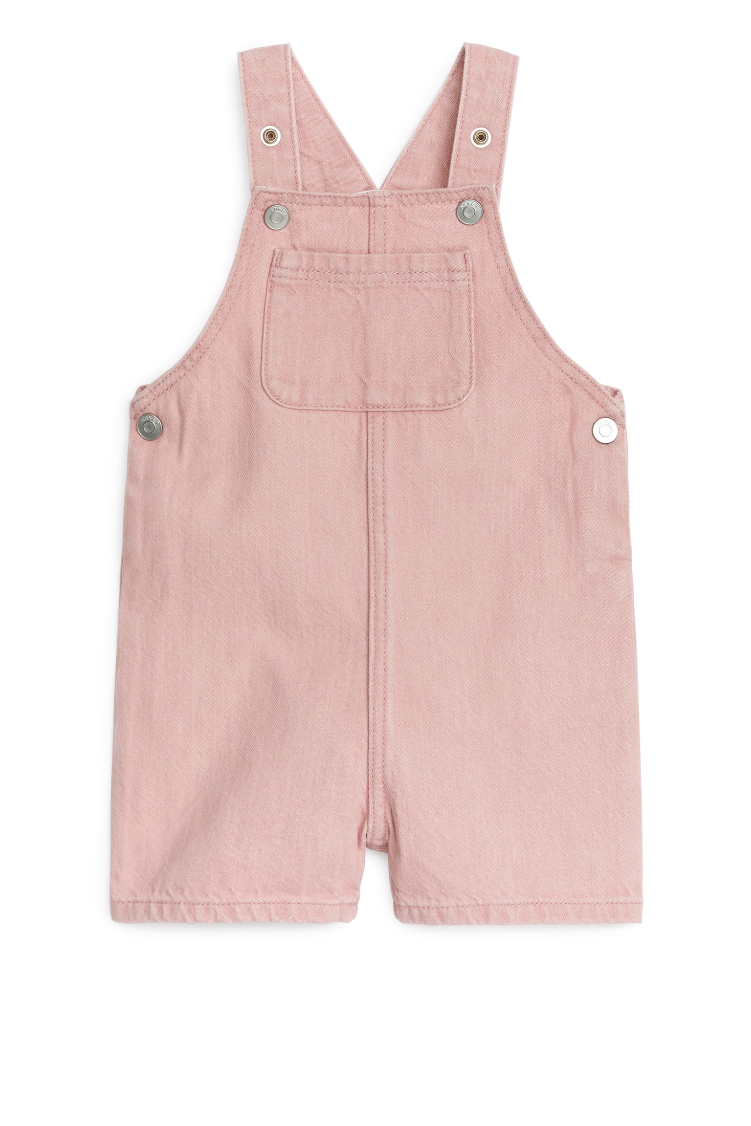 Short-Leg Cotton Dungarees - Dusty Pink - 1