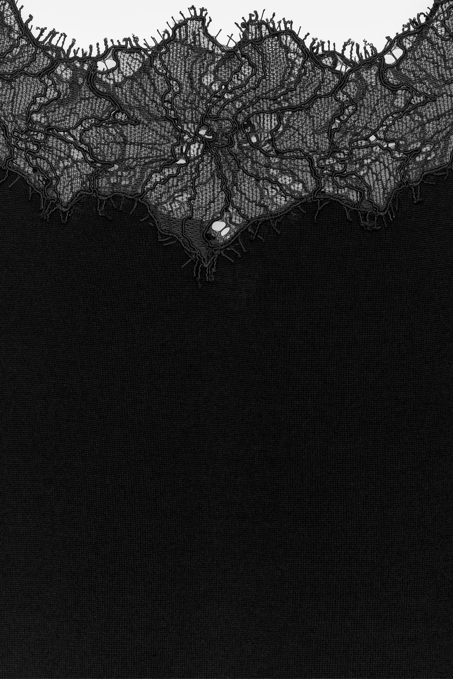 Strickoberteil mit Spitze - Schwarz - 5