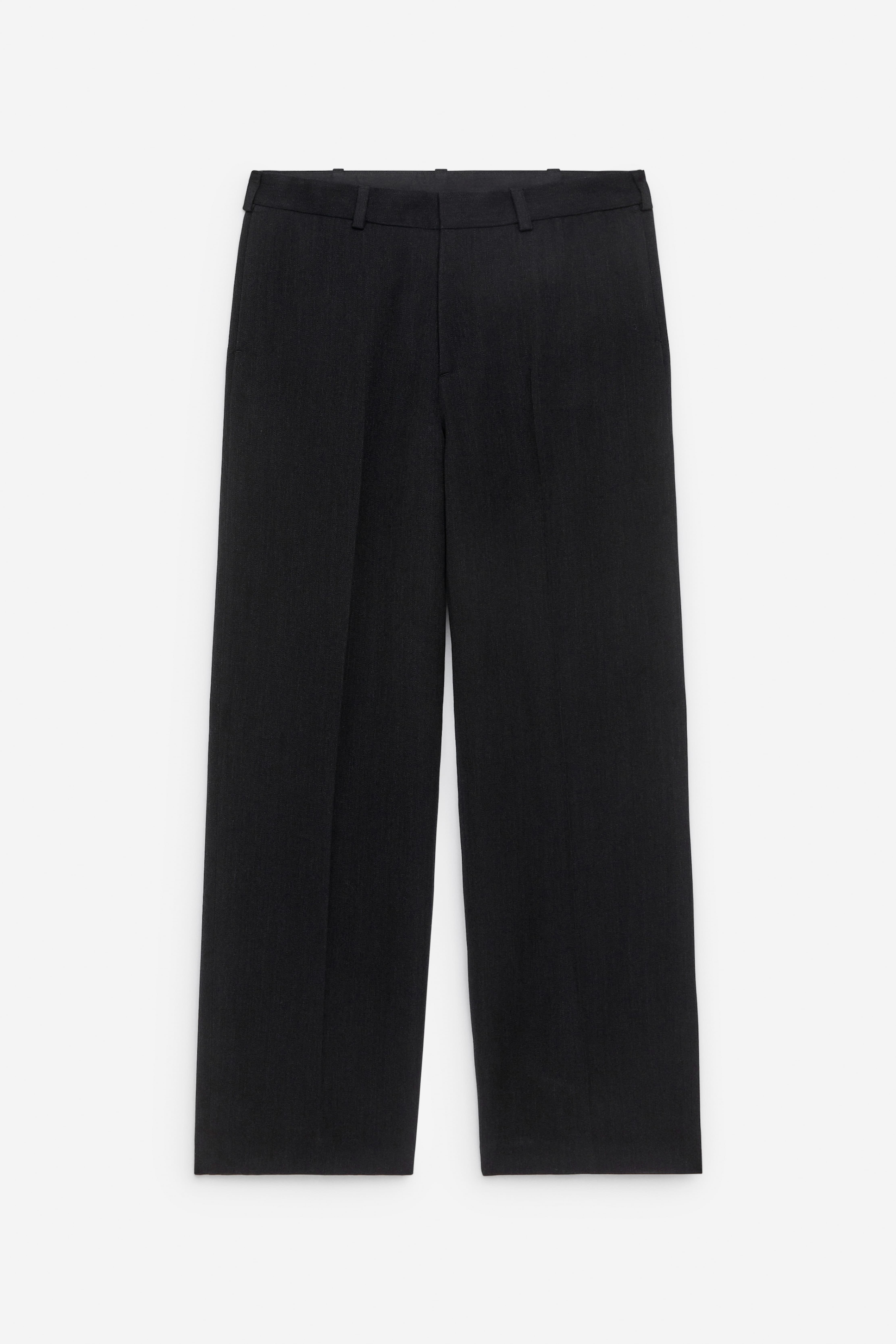 Pantalon ample en laine - Gris foncé/Noir