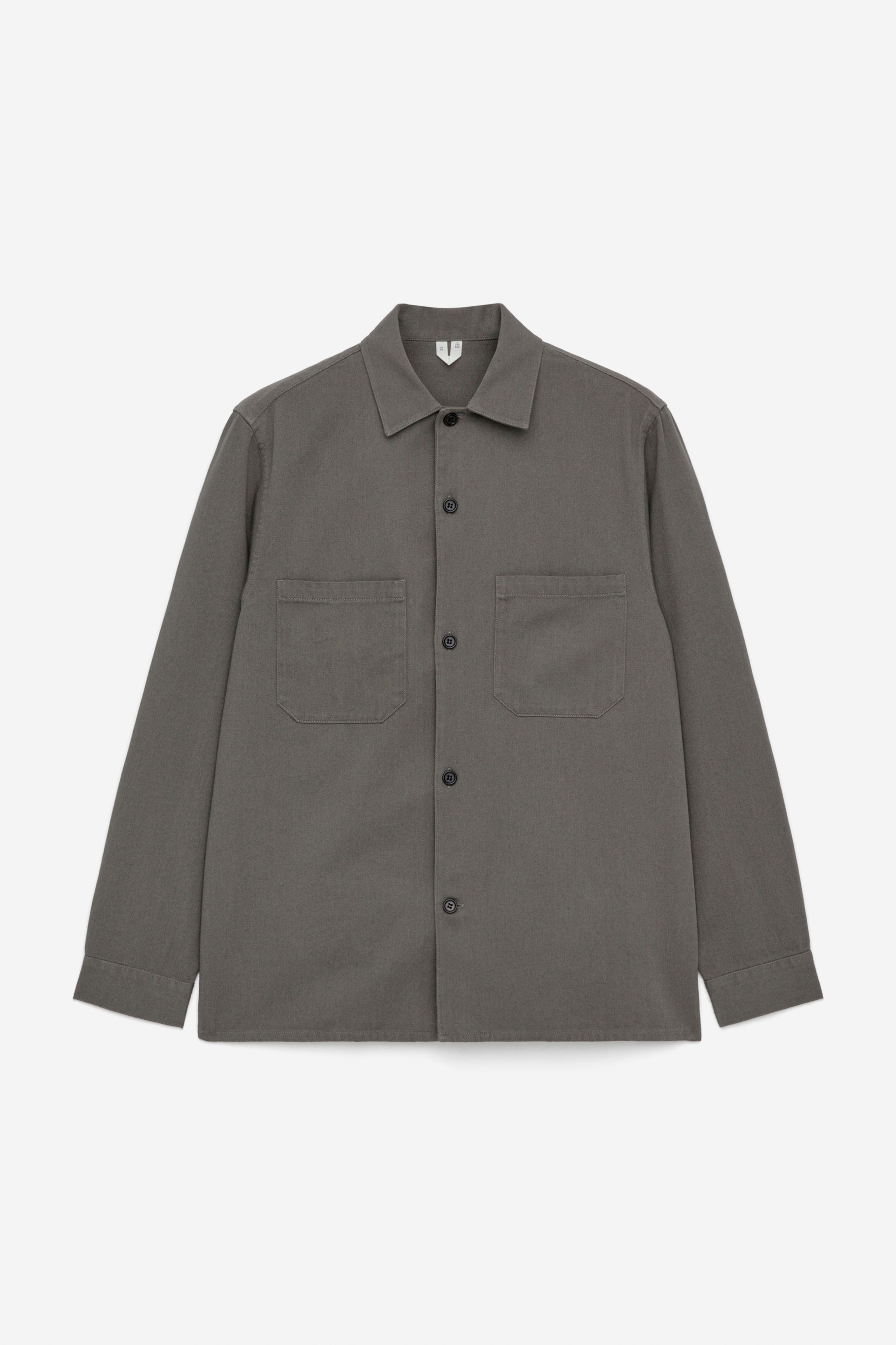 Overshirt in twill di cotone - Grigio/Blu scuro