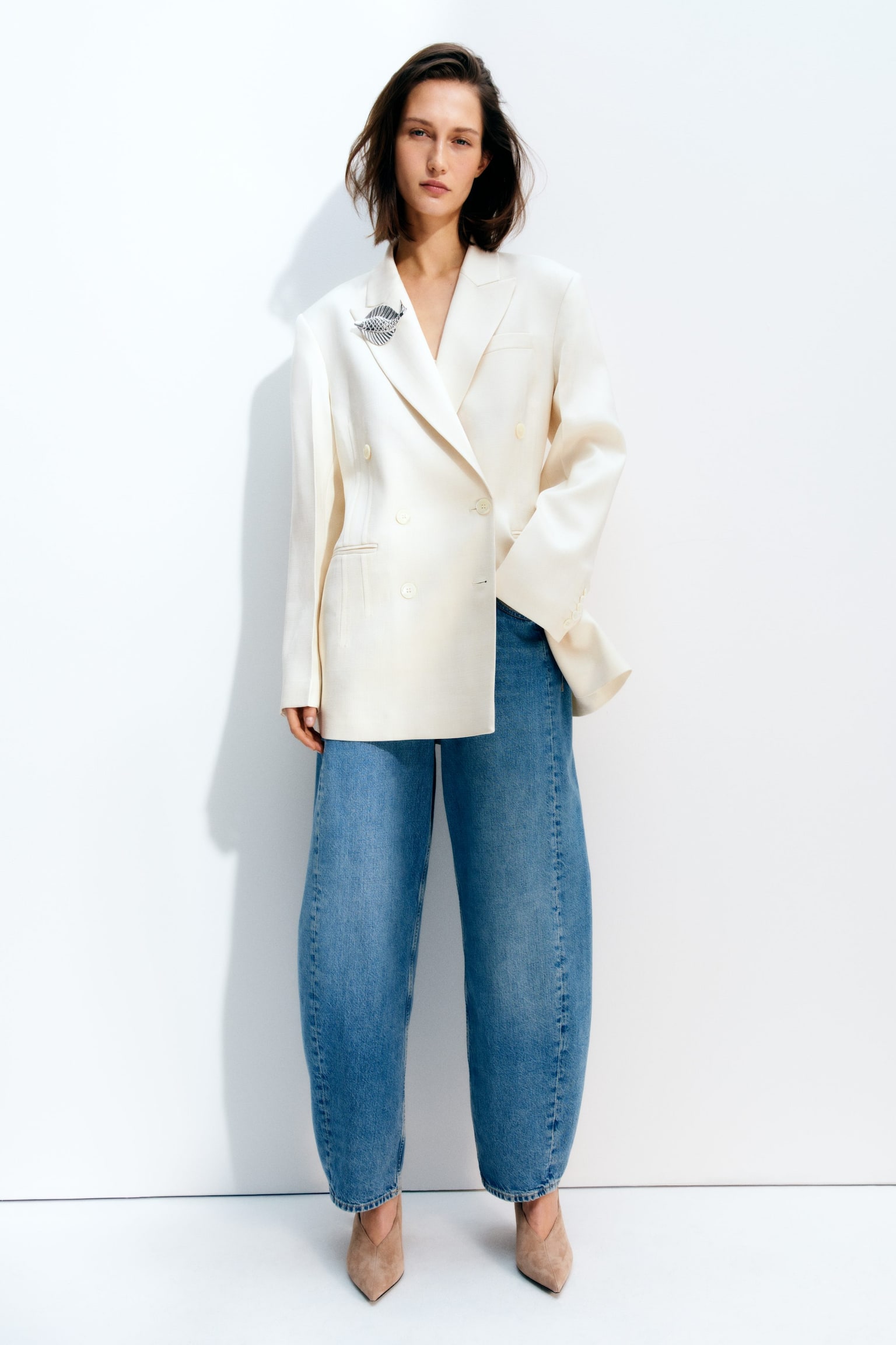 Sportig satintopp - Off-white - 7