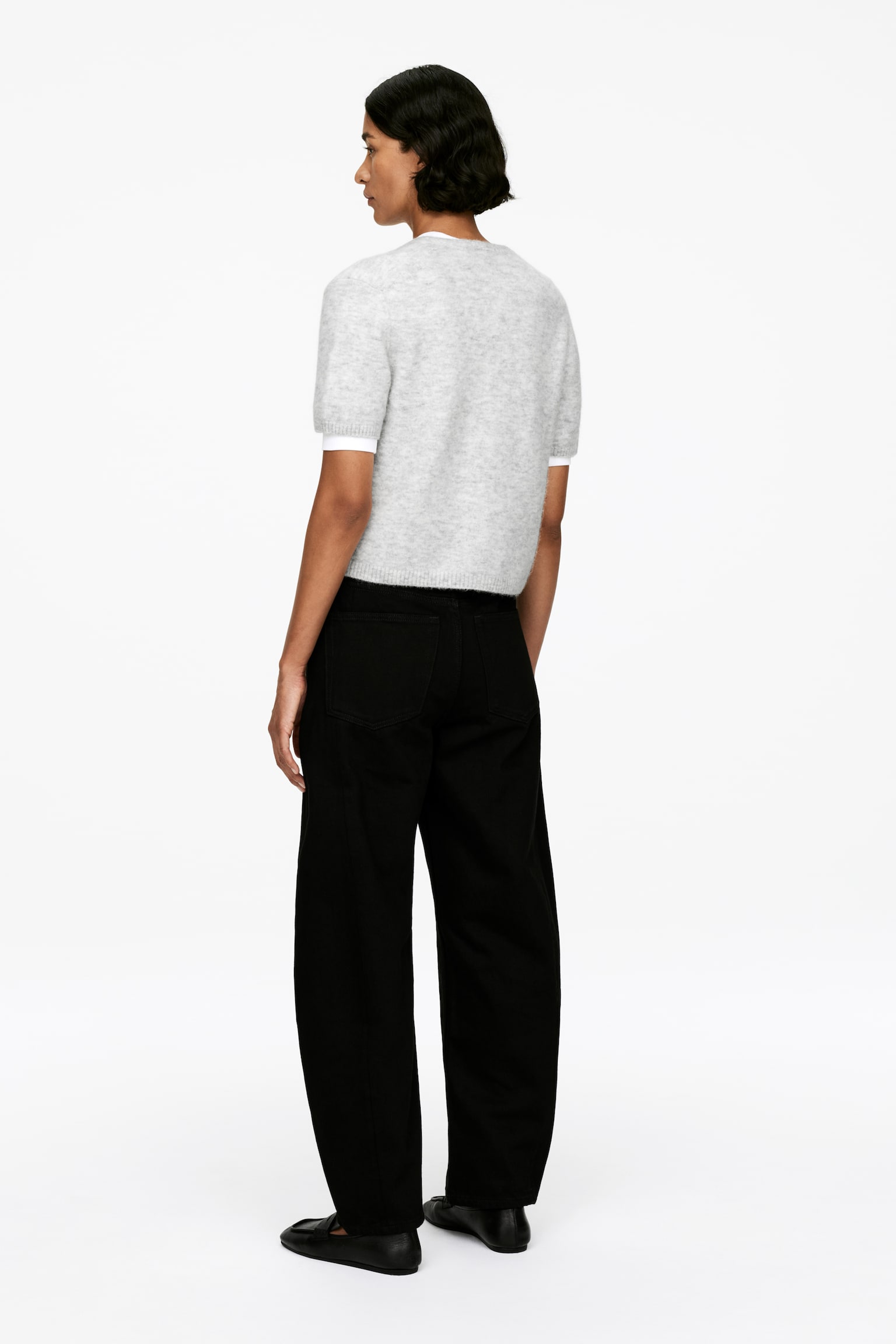 Vest van een mix van alpaca en wol - Grijs gemêleerd/Donkerblauw - 5