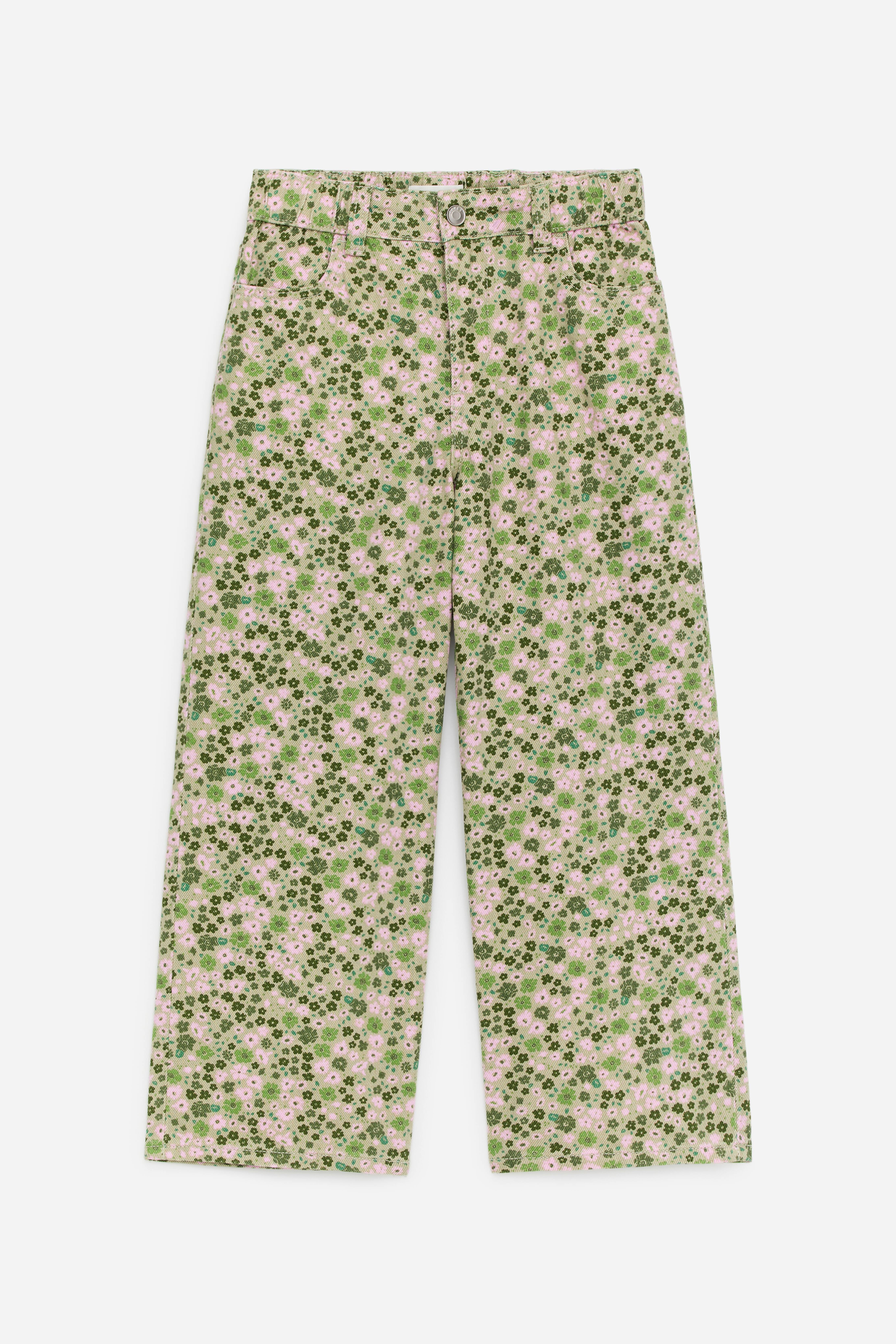 Byxa i denim med vida ben - Ljusgrön/Rosa/Blå/Lila/Röd/Svart/Gul