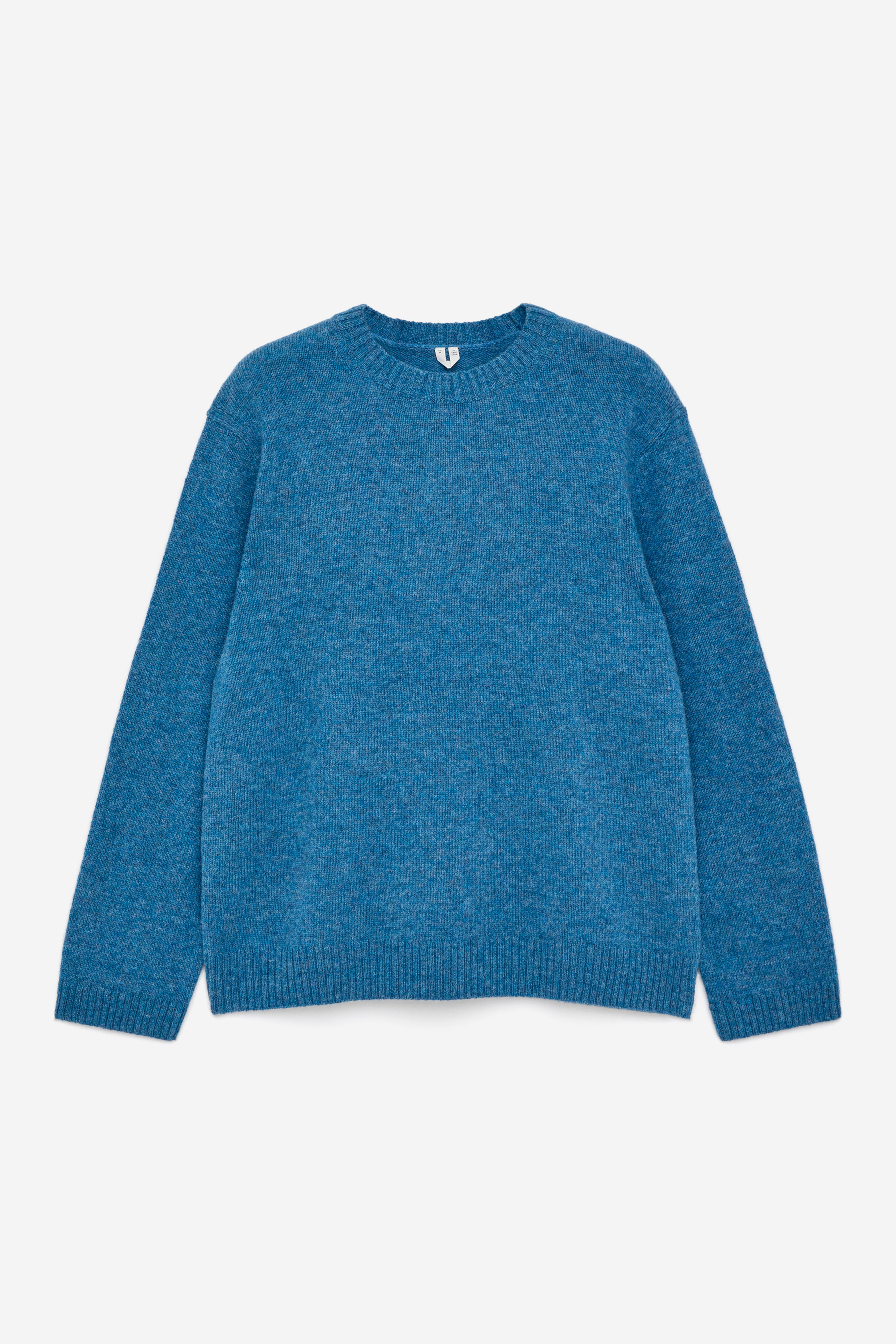 Maglione girocollo in lana - Blu mélange/Bianco sporco/Rosso