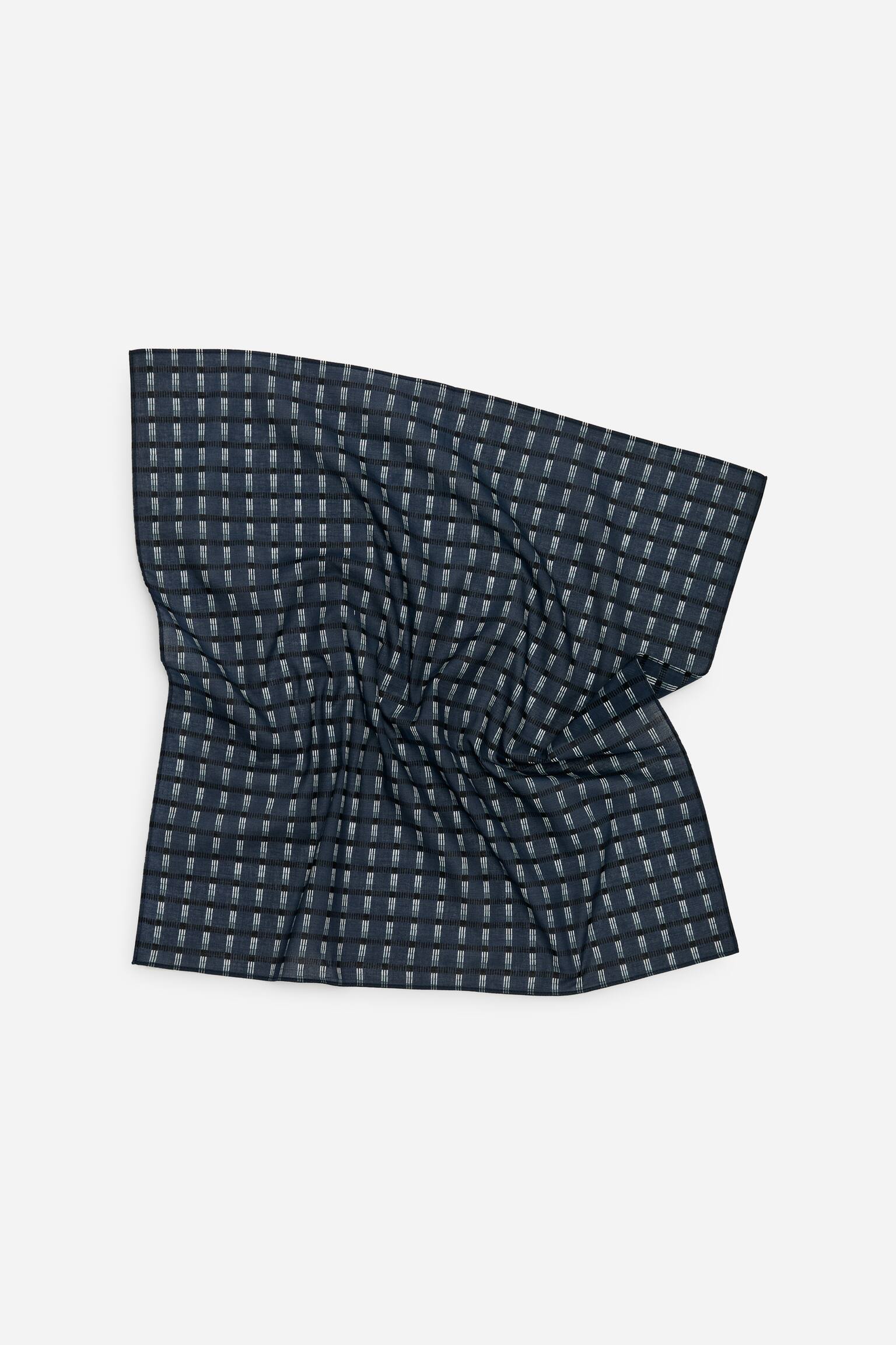 Scarf i bomull - Blå/rutig/Grön - 3
