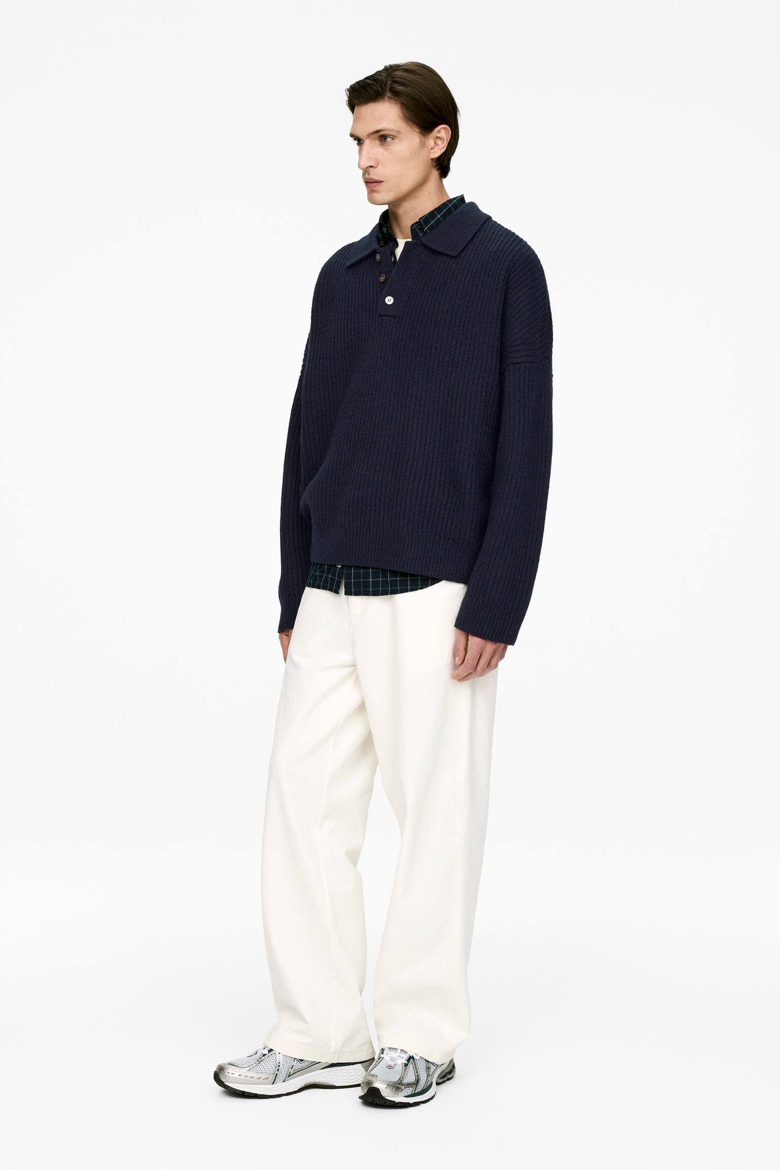 Polotröja i ull - Mörkblå/Grå - 4