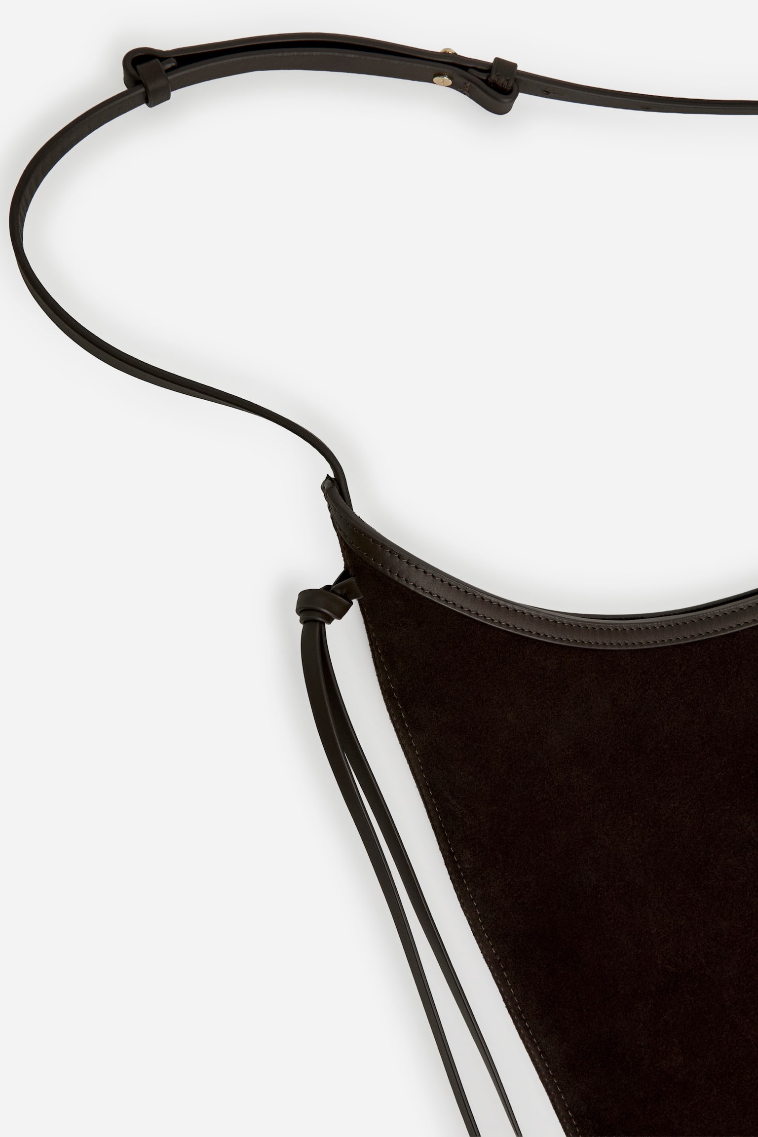 Borsa a spalla in pelle scamosciata - Marrone scuro - 9