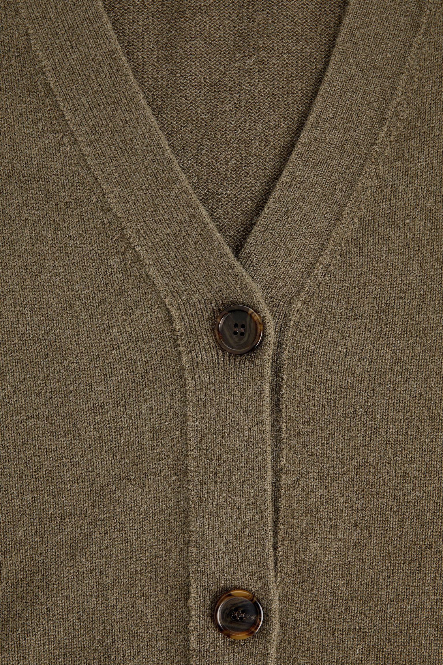 Cashmere-Wool Cardigan - Khaki Green/Black/Grey Melange - 4