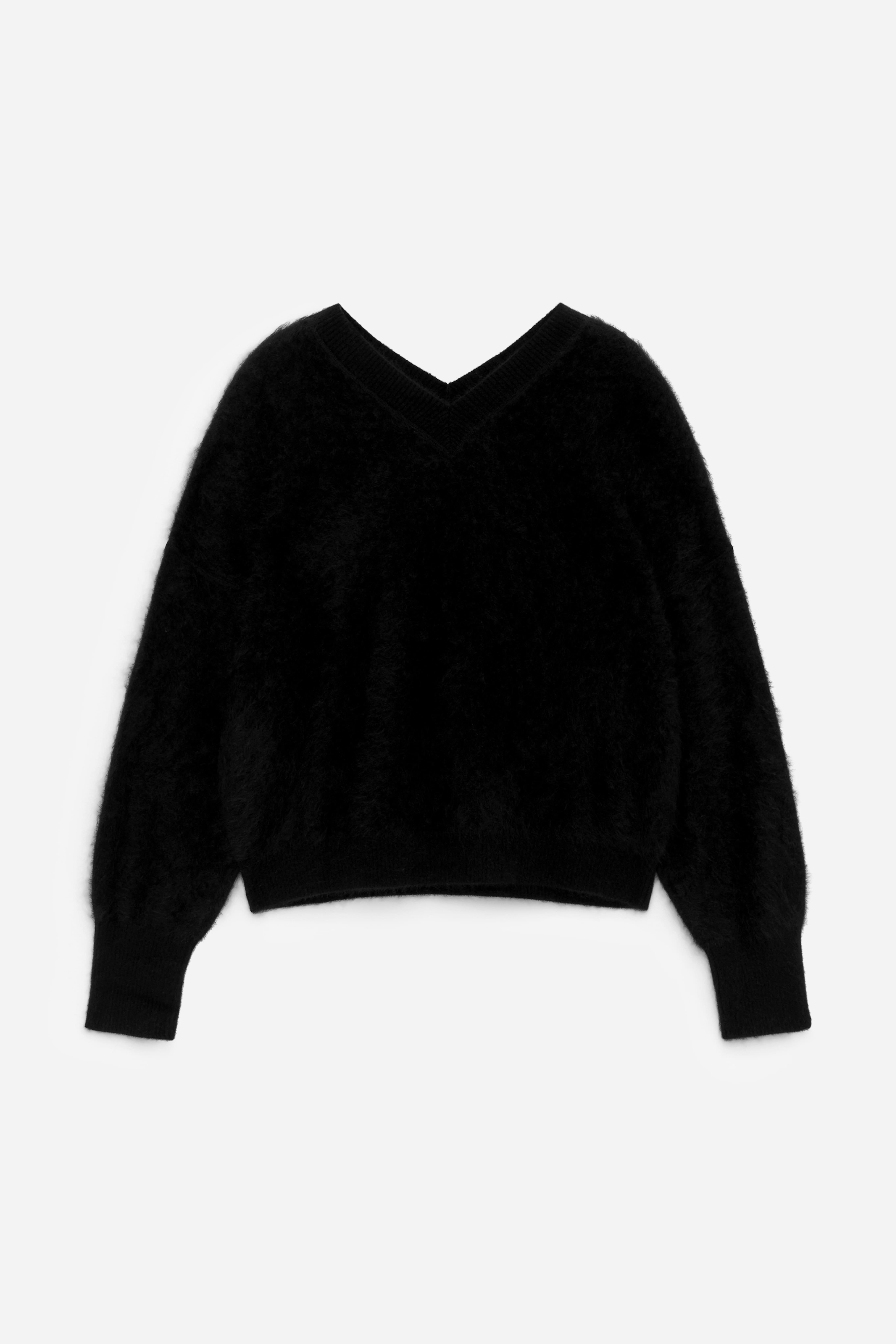 Maglione in puro cashmere spazzolato - Nero/Beige