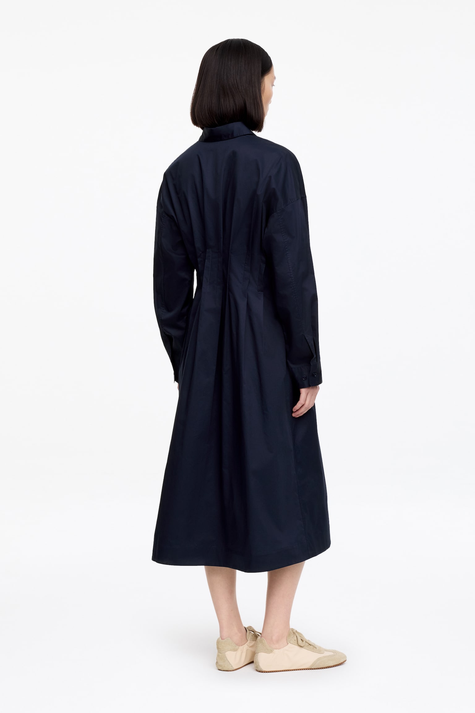 Hemdkleid mit Falten - Dunkelblau - 5