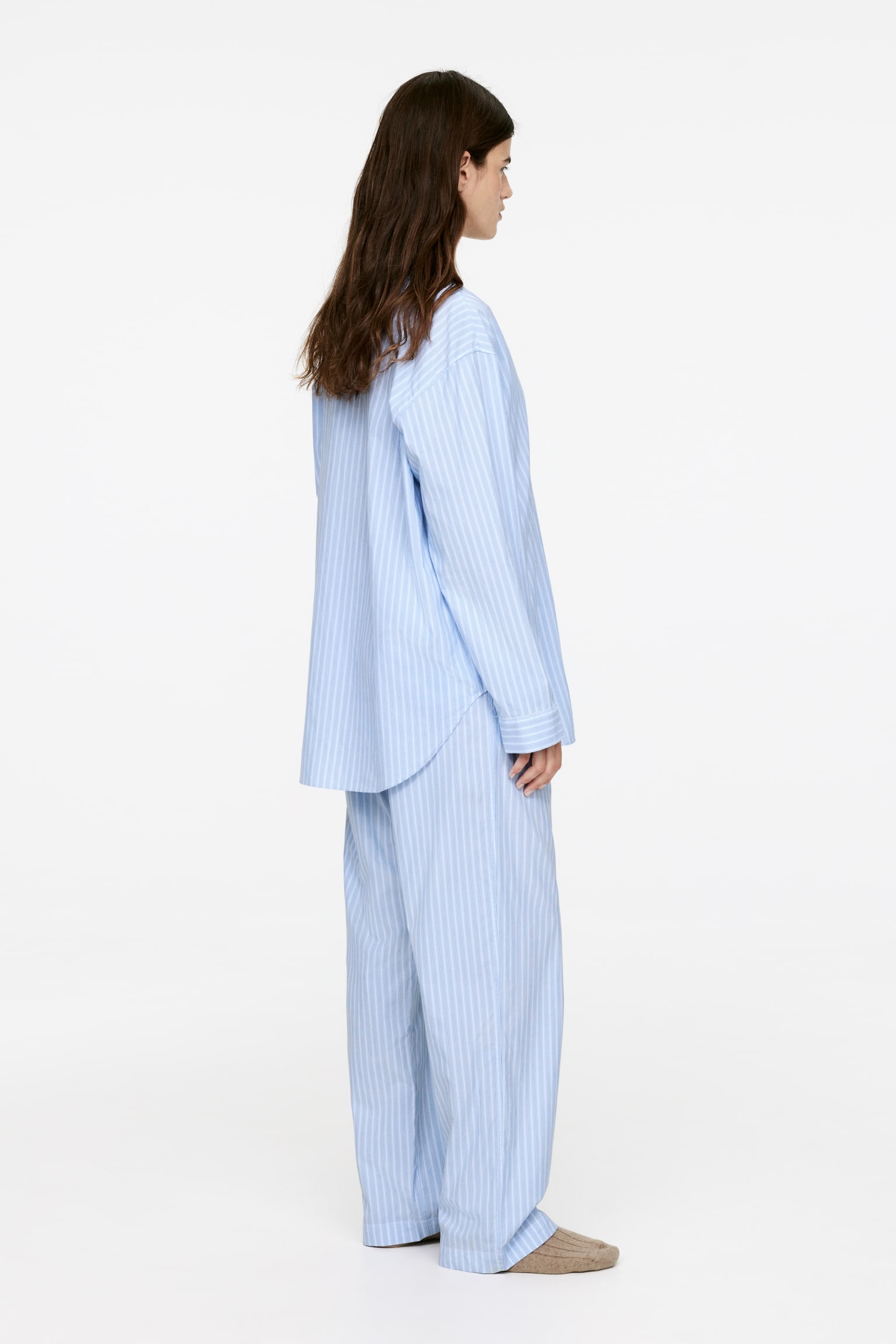 Cotton Pyjama Shirt - Blue/Striped - 6