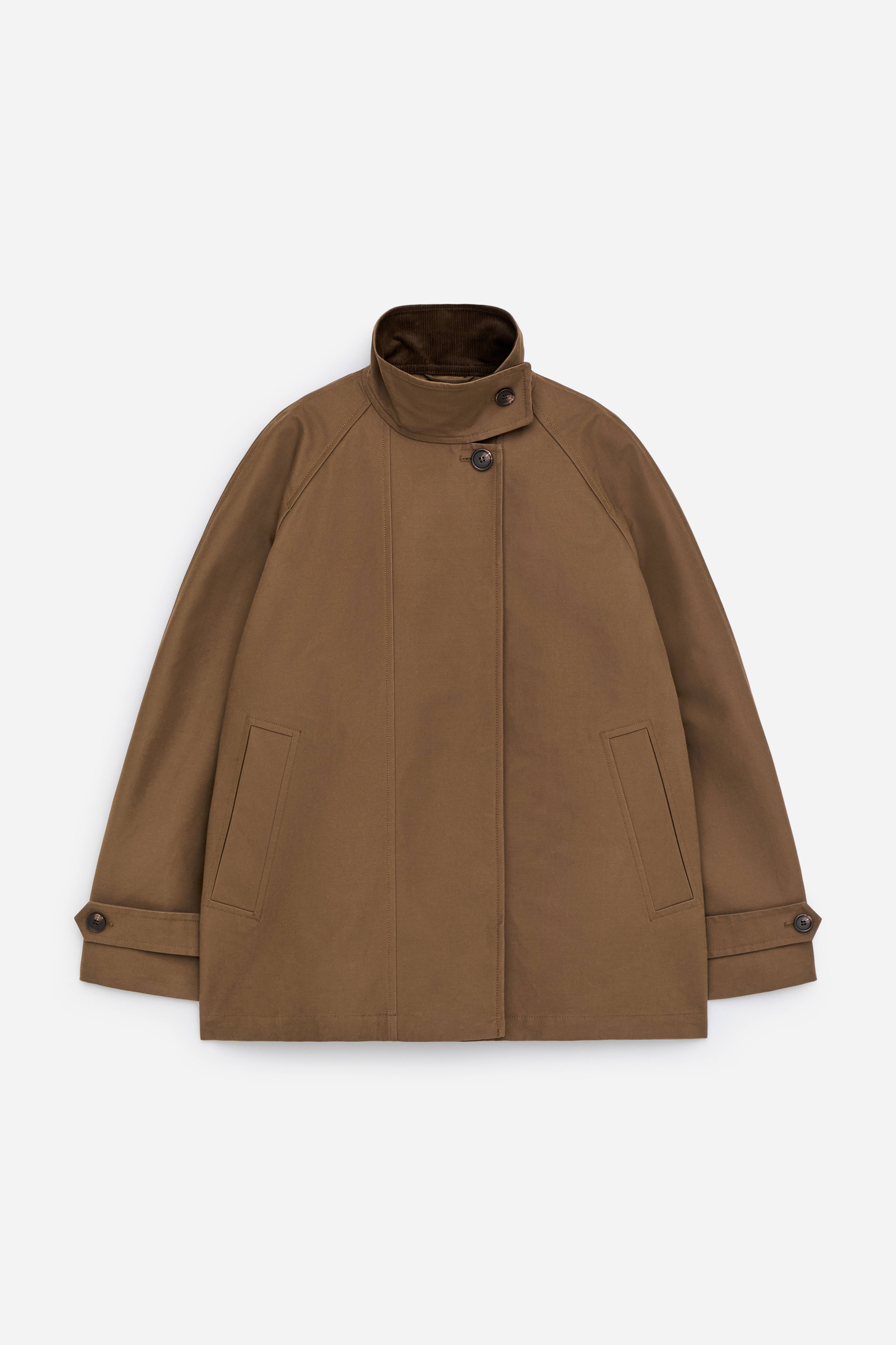 Jacke mit Cordkragen - Braun/Schwarz