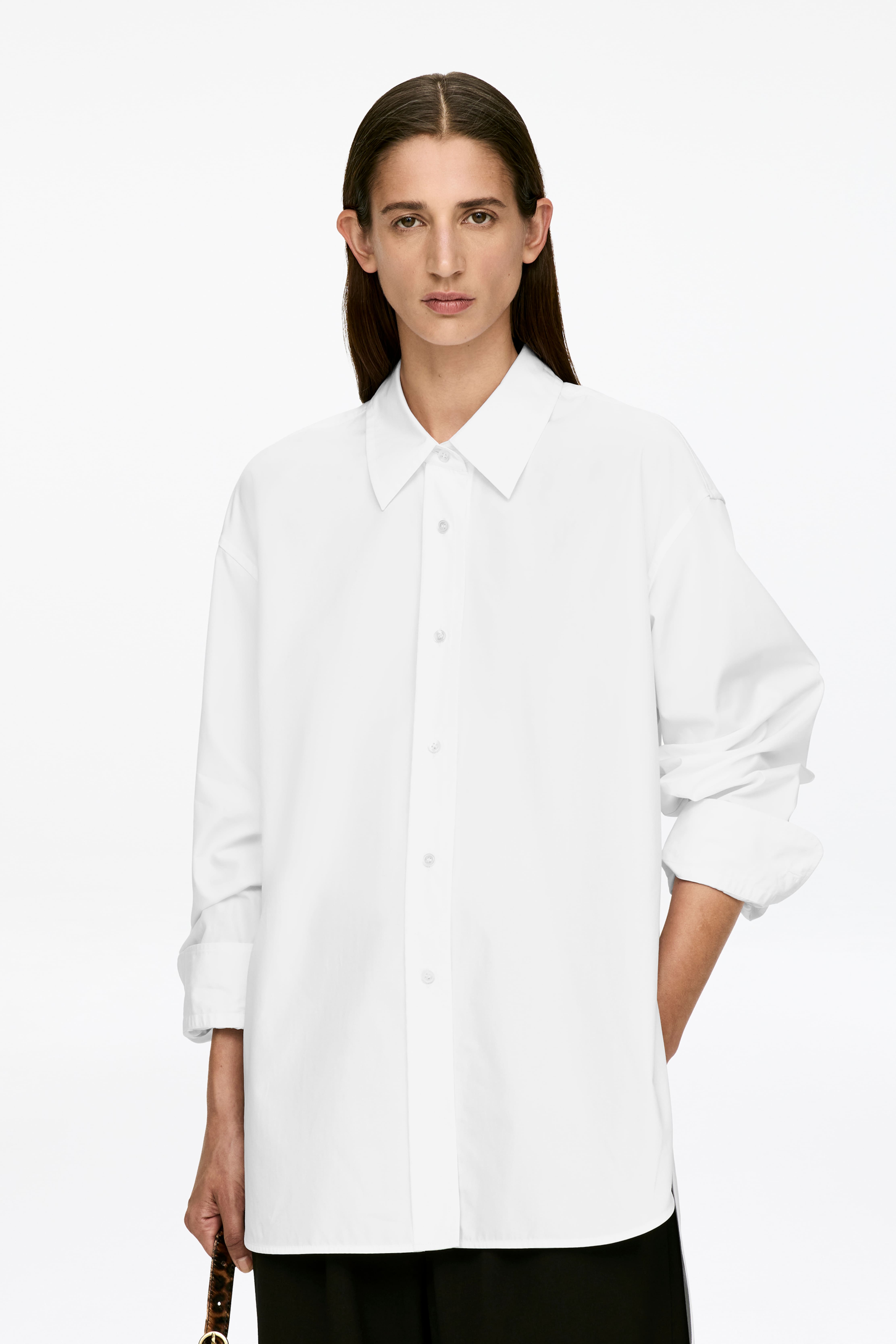 Camicia con silhouette allungata - Bianco/Nero