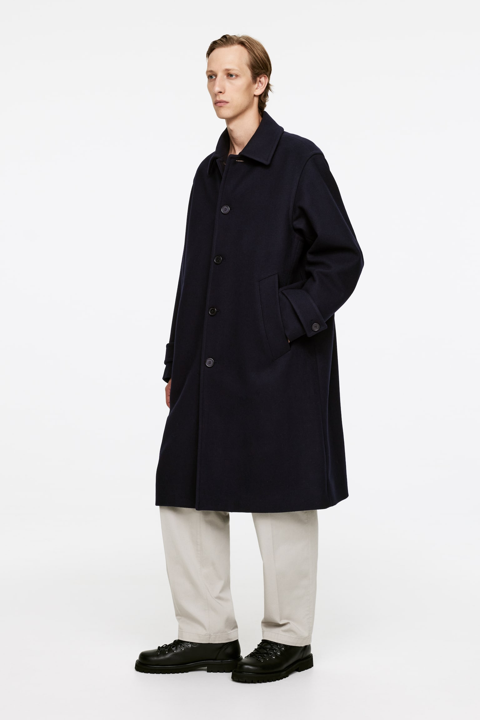 Heavy Melton Coat - Dark Blue - 4