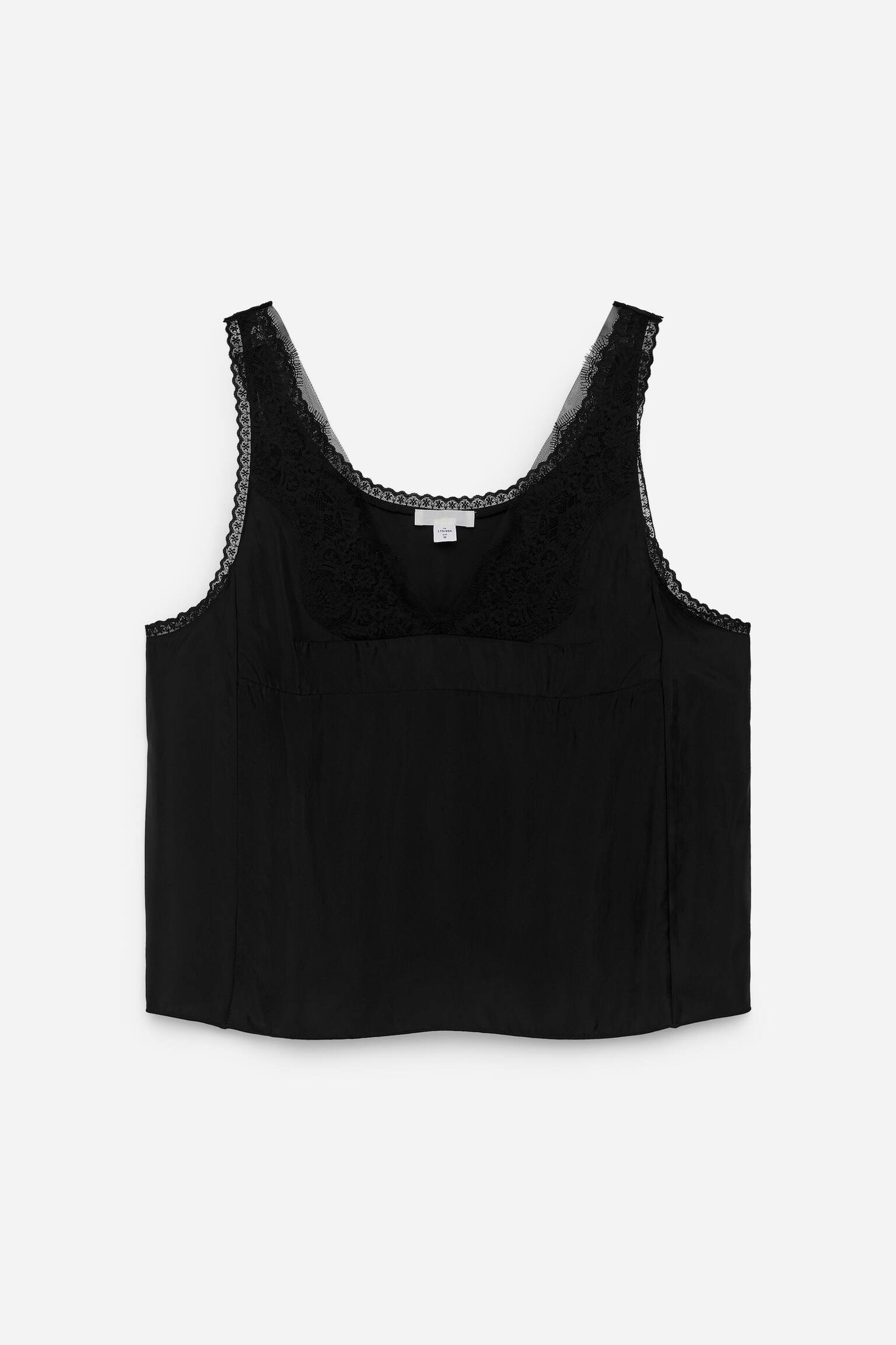 Top con dettagli in pizzo - Nero - 2