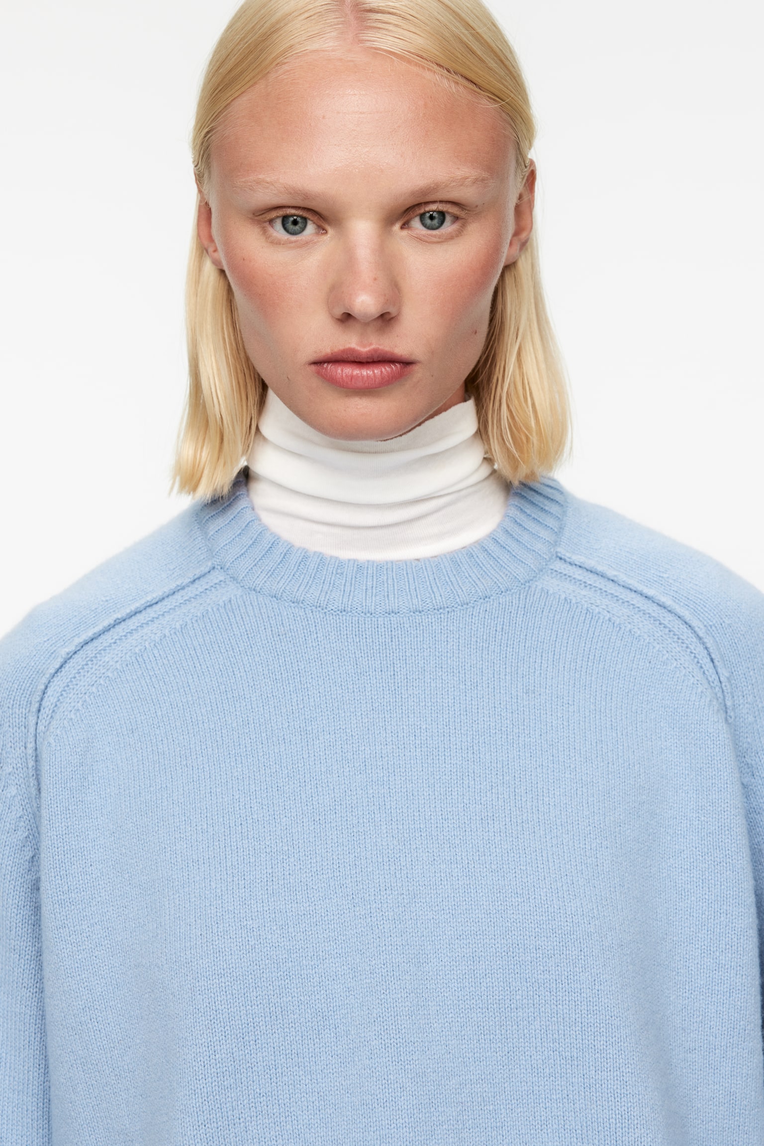 Wool Jumper - Light Blue/Black - 5